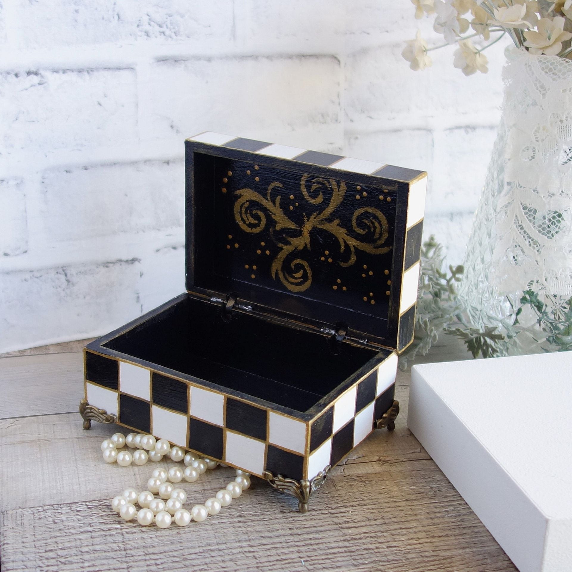 Black And White Checks Jewelry Box Checked Gift Box 5 