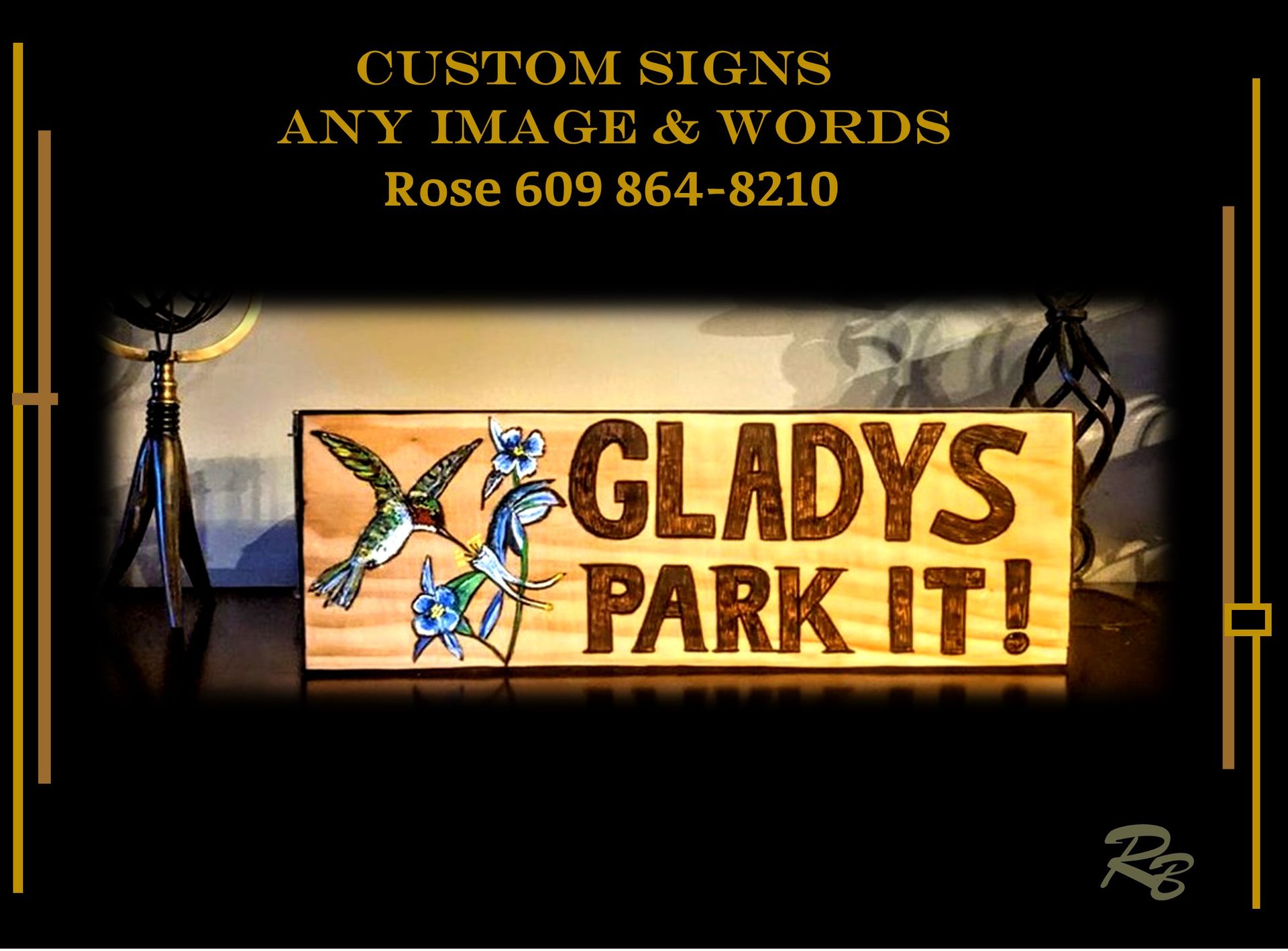 Custom, Sign, Painted, Hummingbird, Art, Personalized