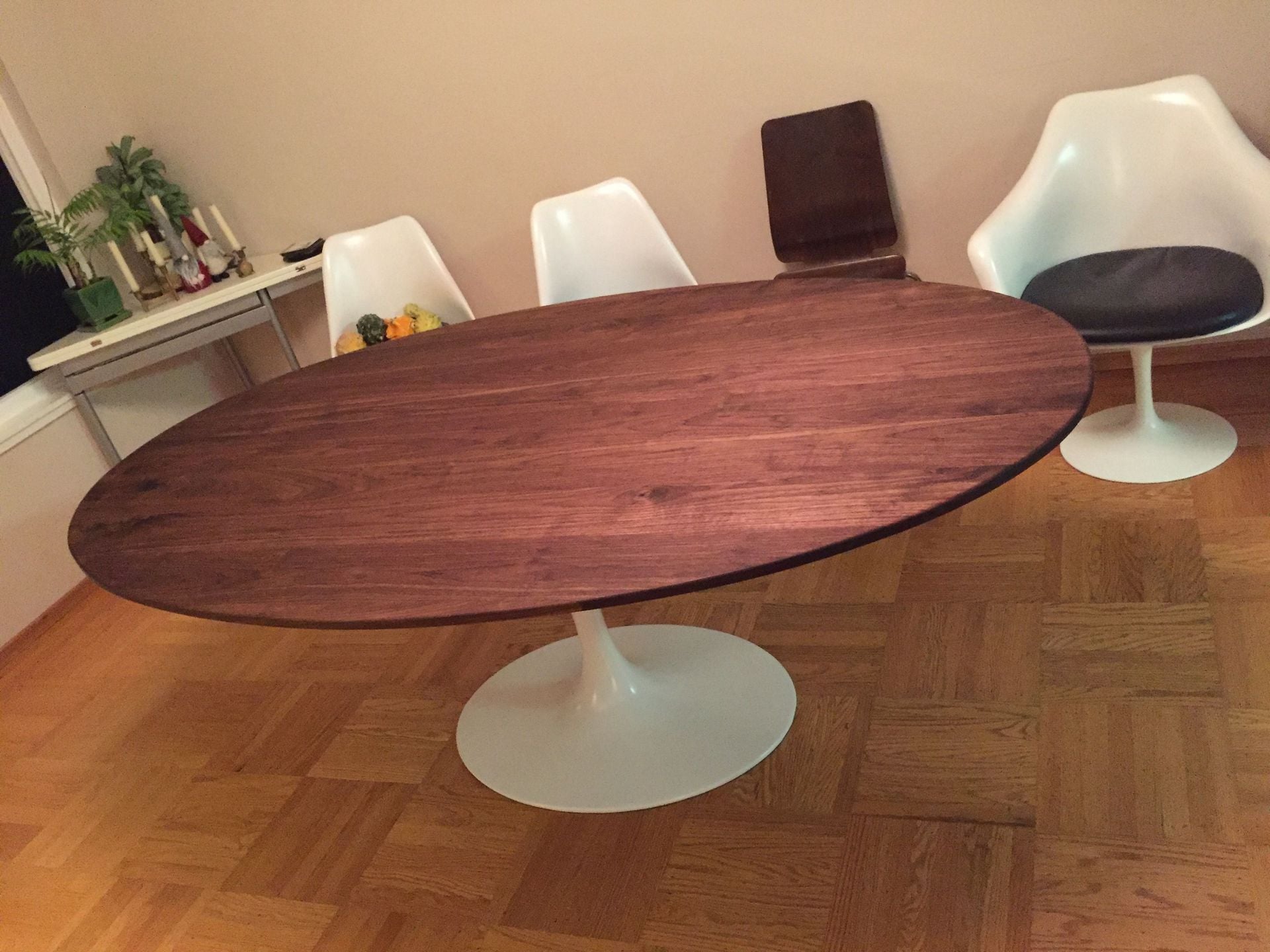 77" X 48" Solid Walnut Oval Tabletop (For Client's Tulip Table Base)