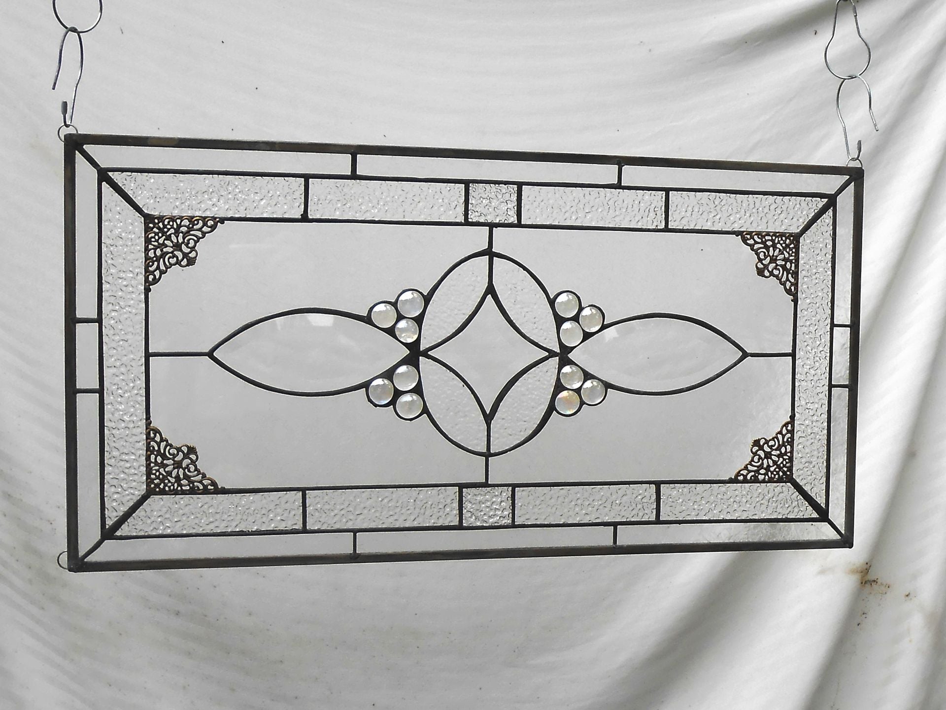 Stained Glass Transom Window, Glass Window Valance, Beveled Glass Panel 2 