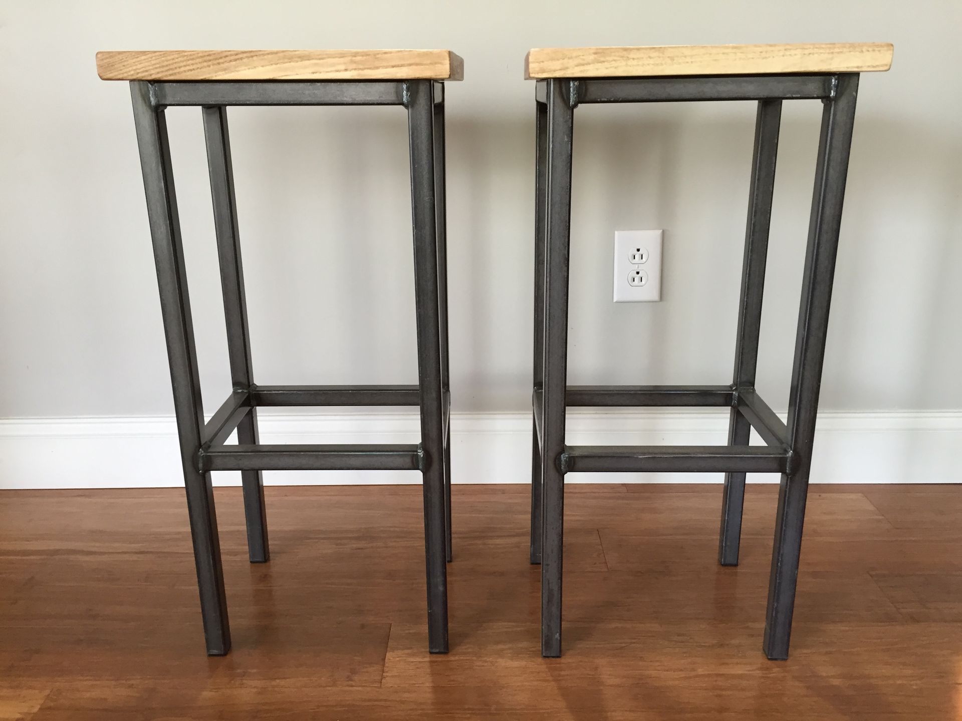 Black Ash Wood Bar Stools W/Steel Frame - Handmade In Denver 2 