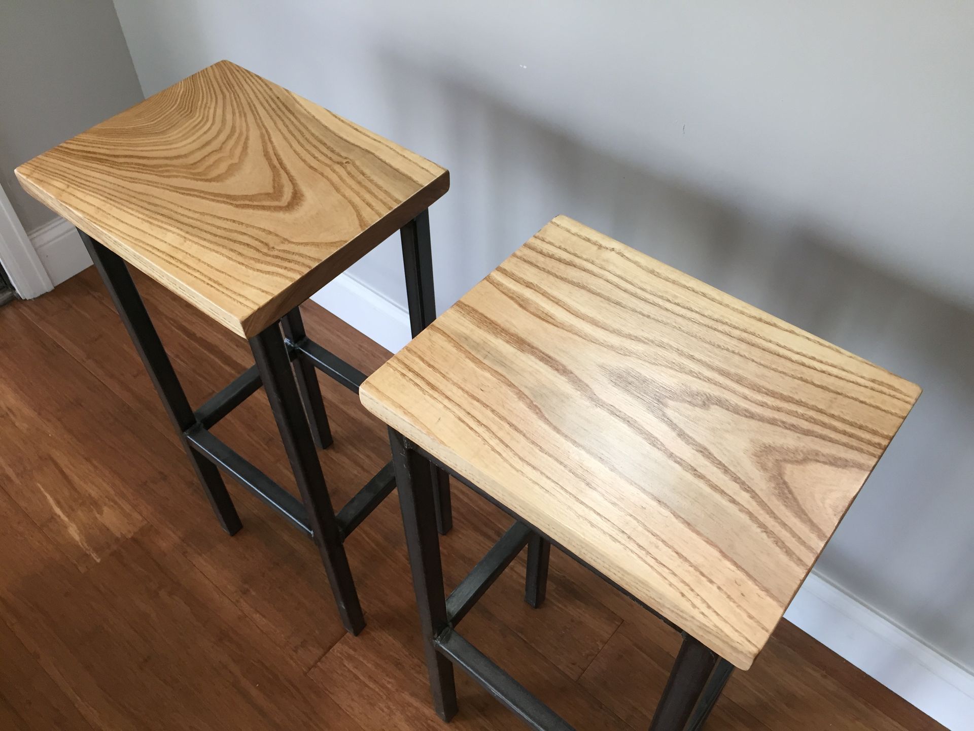 Black Ash Wood Bar Stools W/Steel Frame - Handmade In Denver 3 