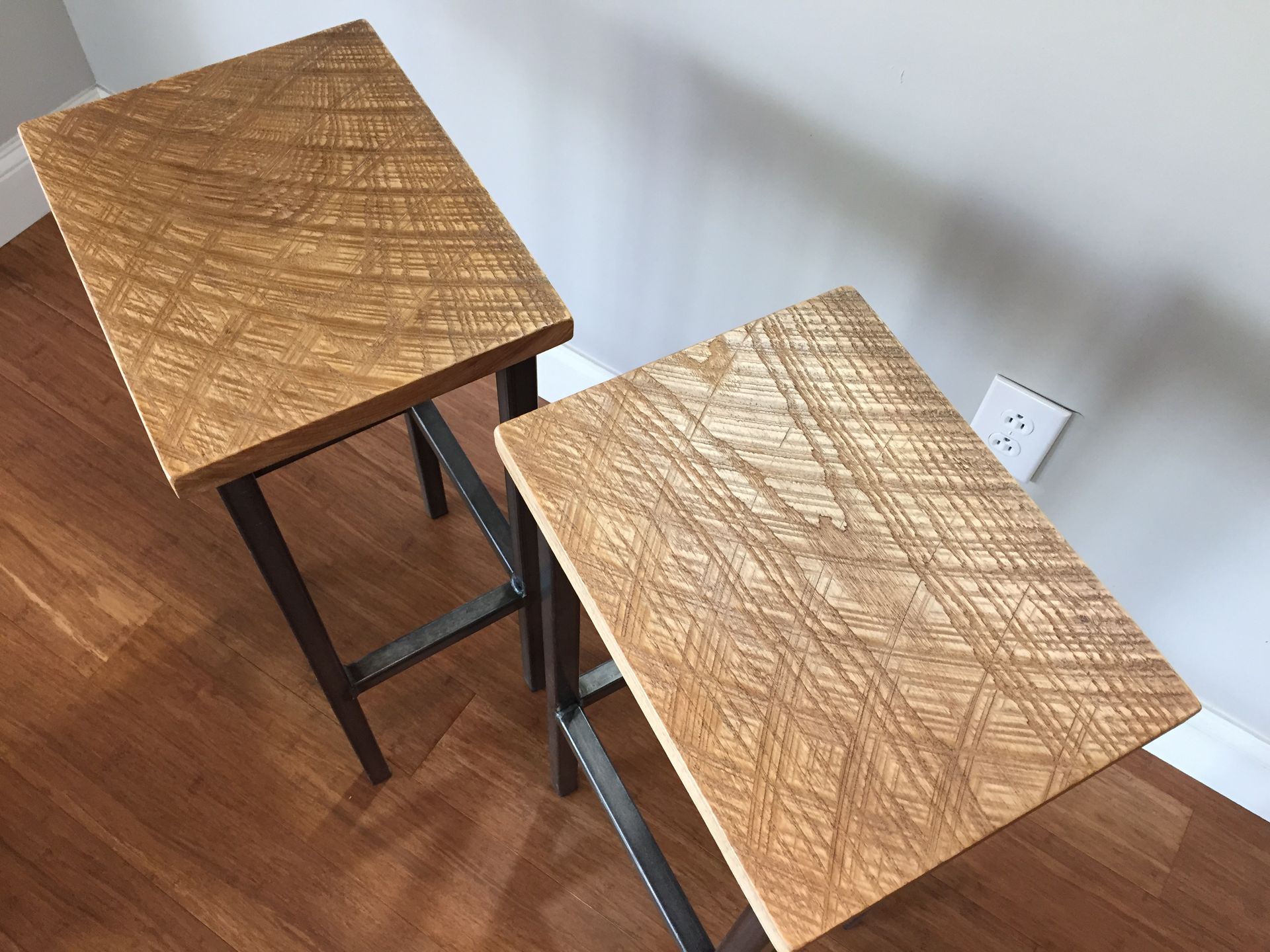 Black Ash Wood Bar Stools W/Steel Frame - Handmade In Denver 4 