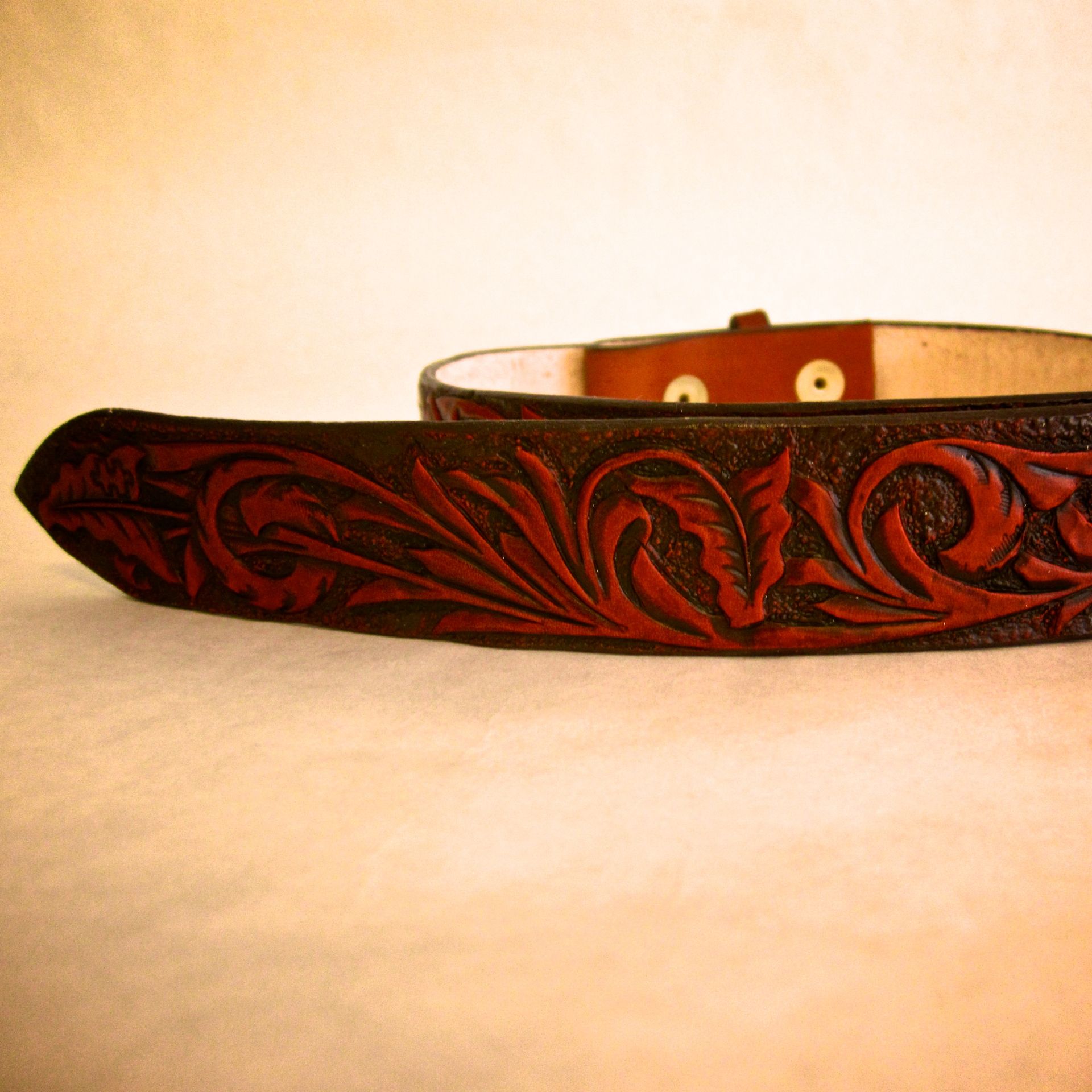 Hand Tooled Leather Belt 3