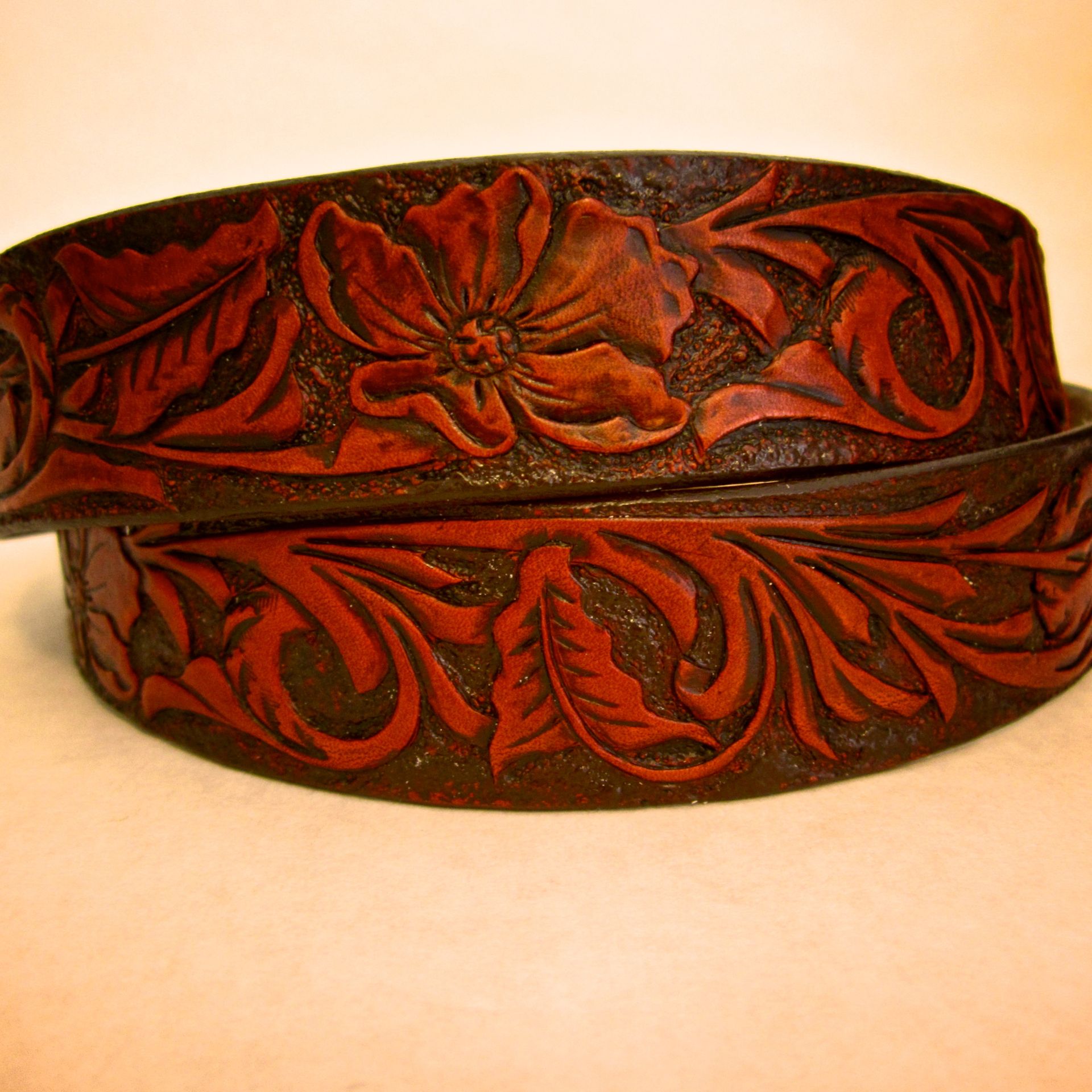 Hand Tooled Leather Belt 2