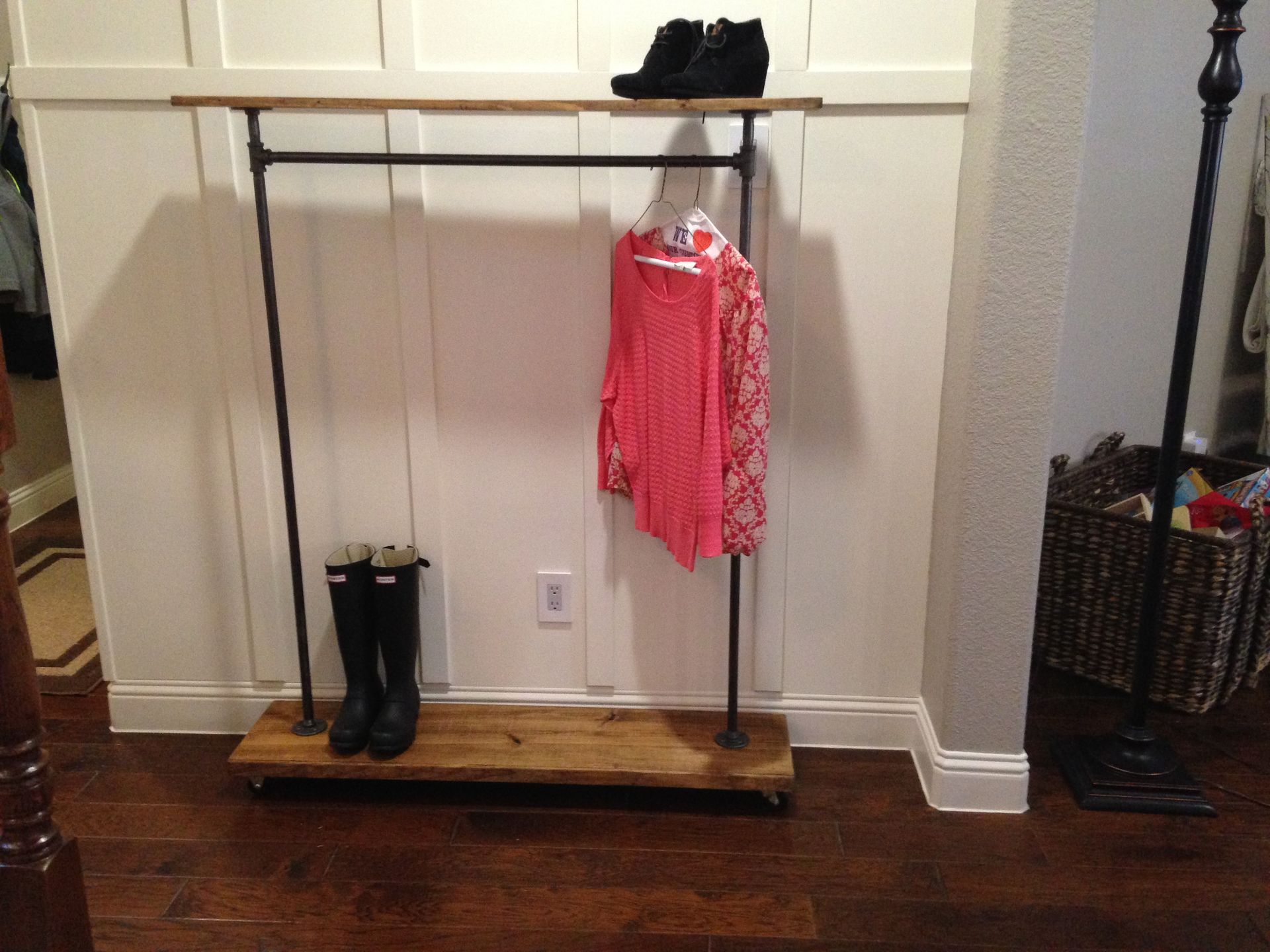 Industrial Urban Garment Rack With Top Shelf