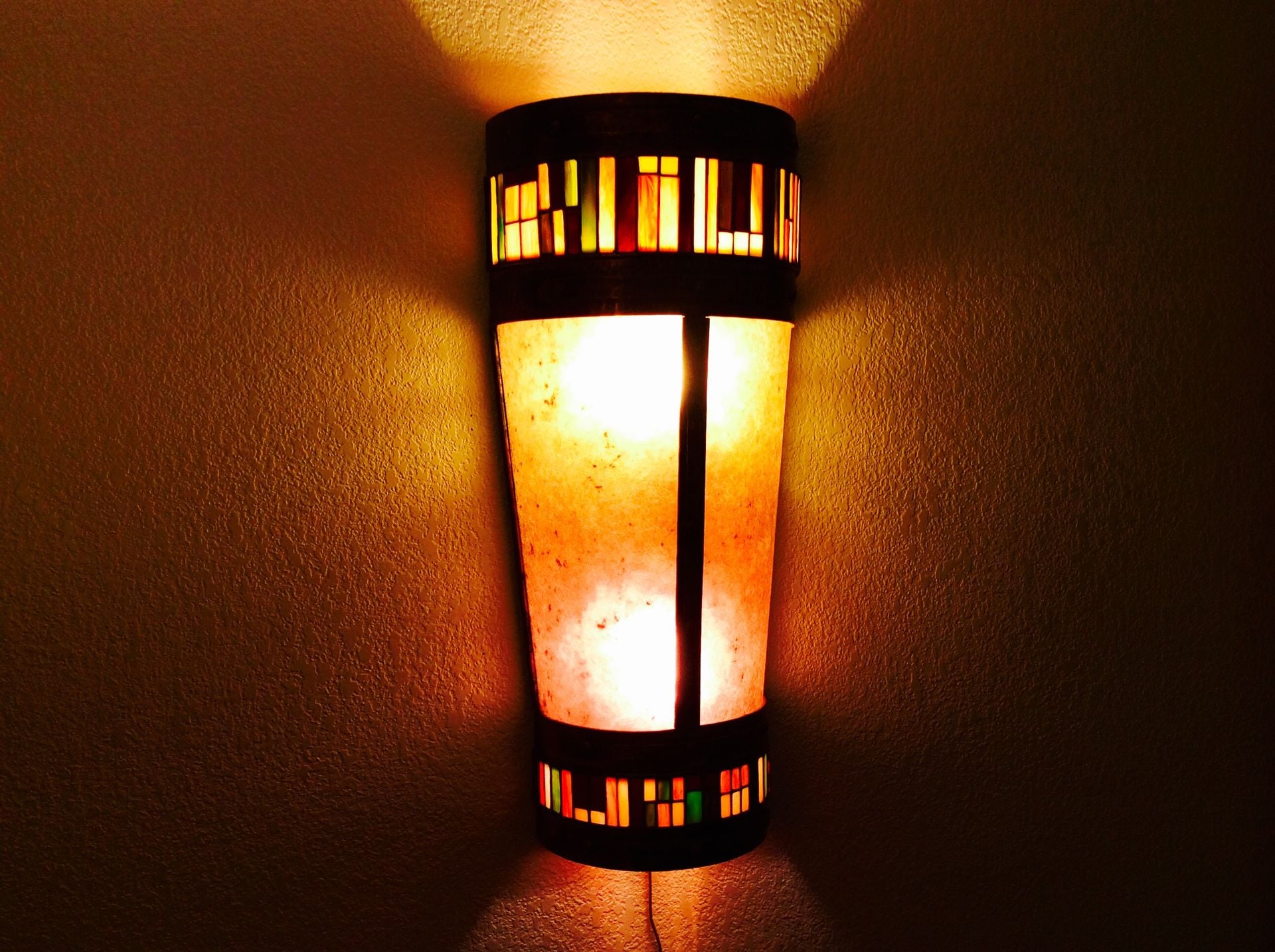 Copper,Mica And Stained Glass Sconces 3 