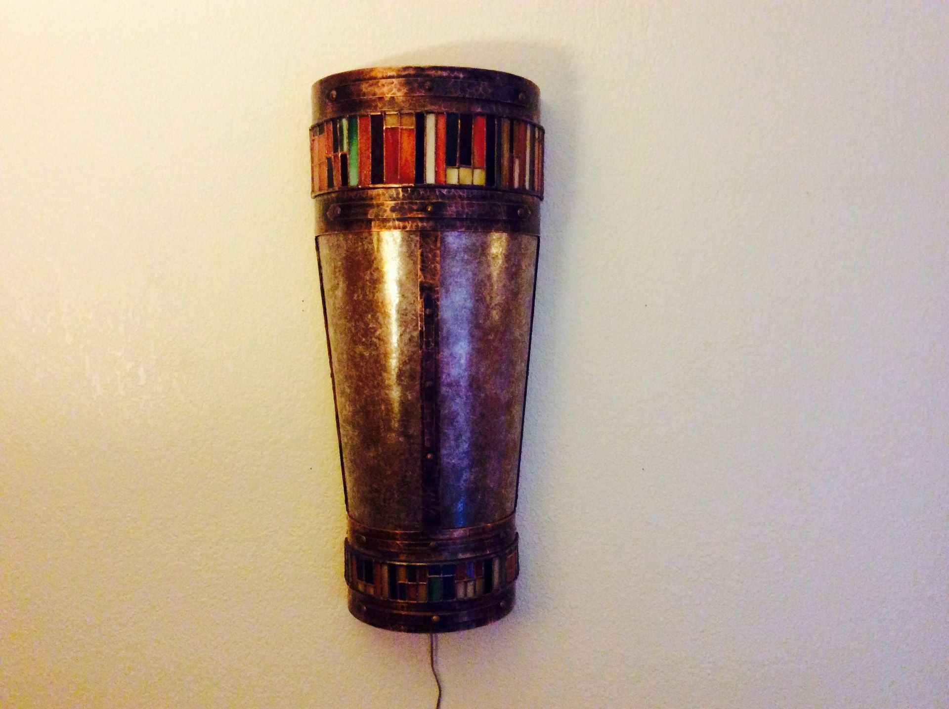 Copper,Mica And Stained Glass Sconces 4 
