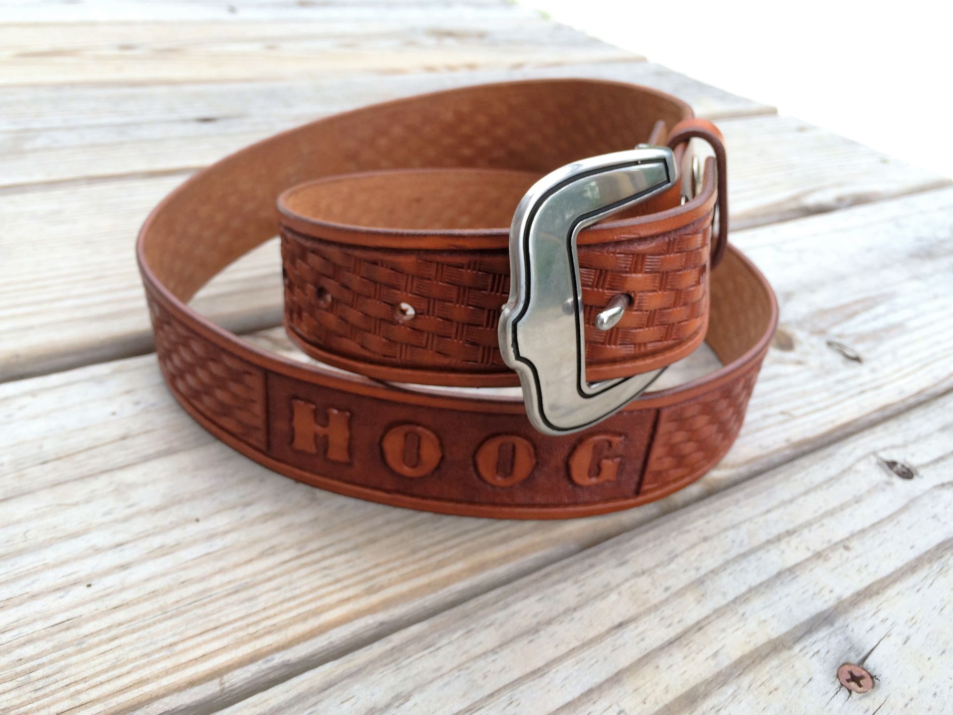Western Basketweave Handtooled Belt Personalized