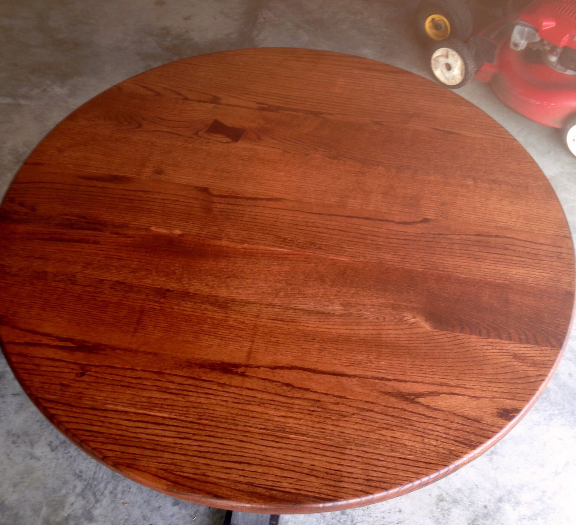 Reclaimed Round Red Oak Trestle Table 3 