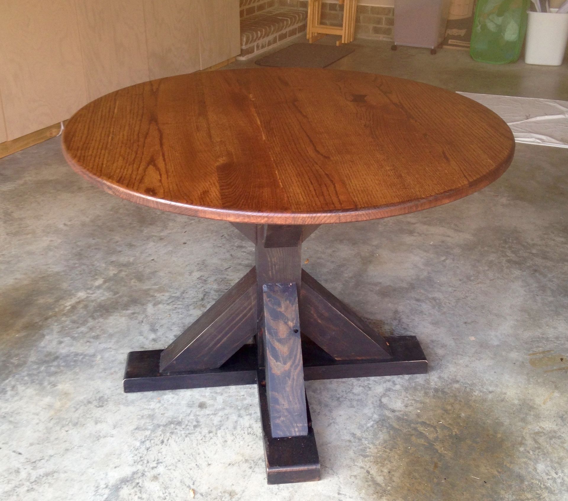 Reclaimed Round Red Oak Trestle Table 4 