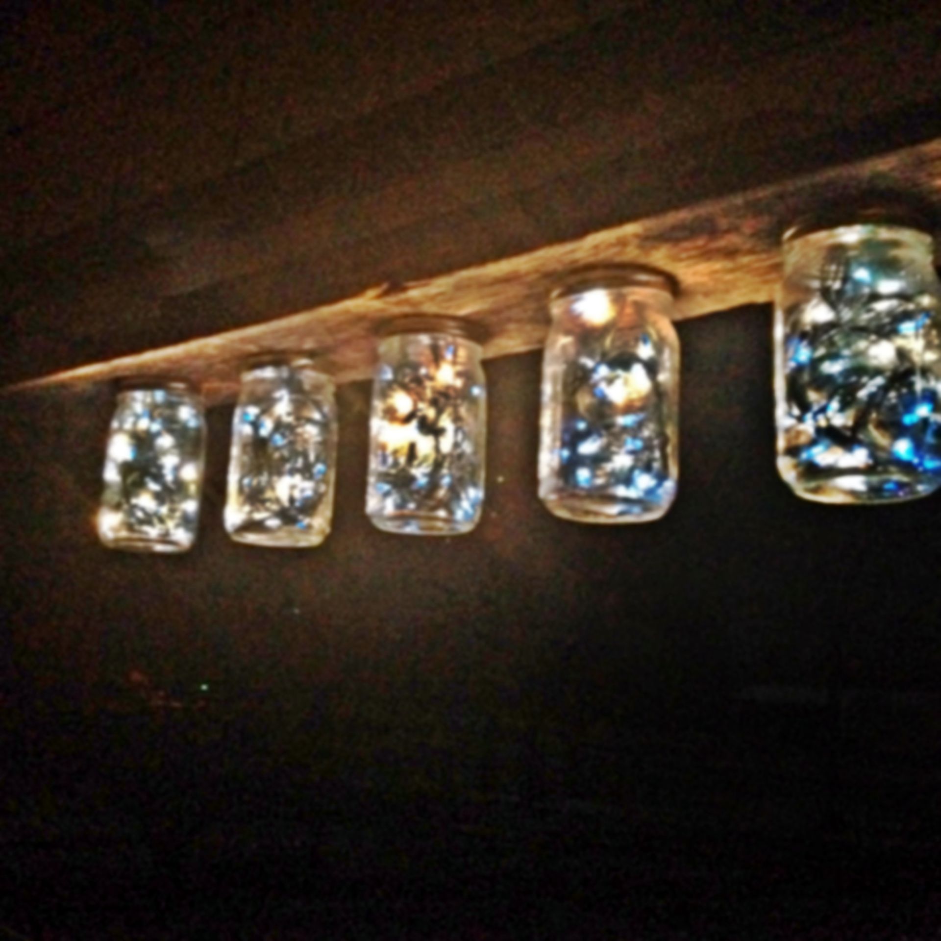 Mason Jar Lights On Reclaimed Oak Lumber 2 