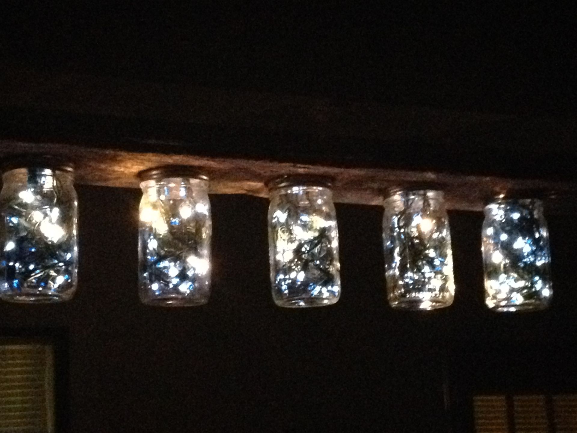 Mason Jar Lights On Reclaimed Oak Lumber 4 