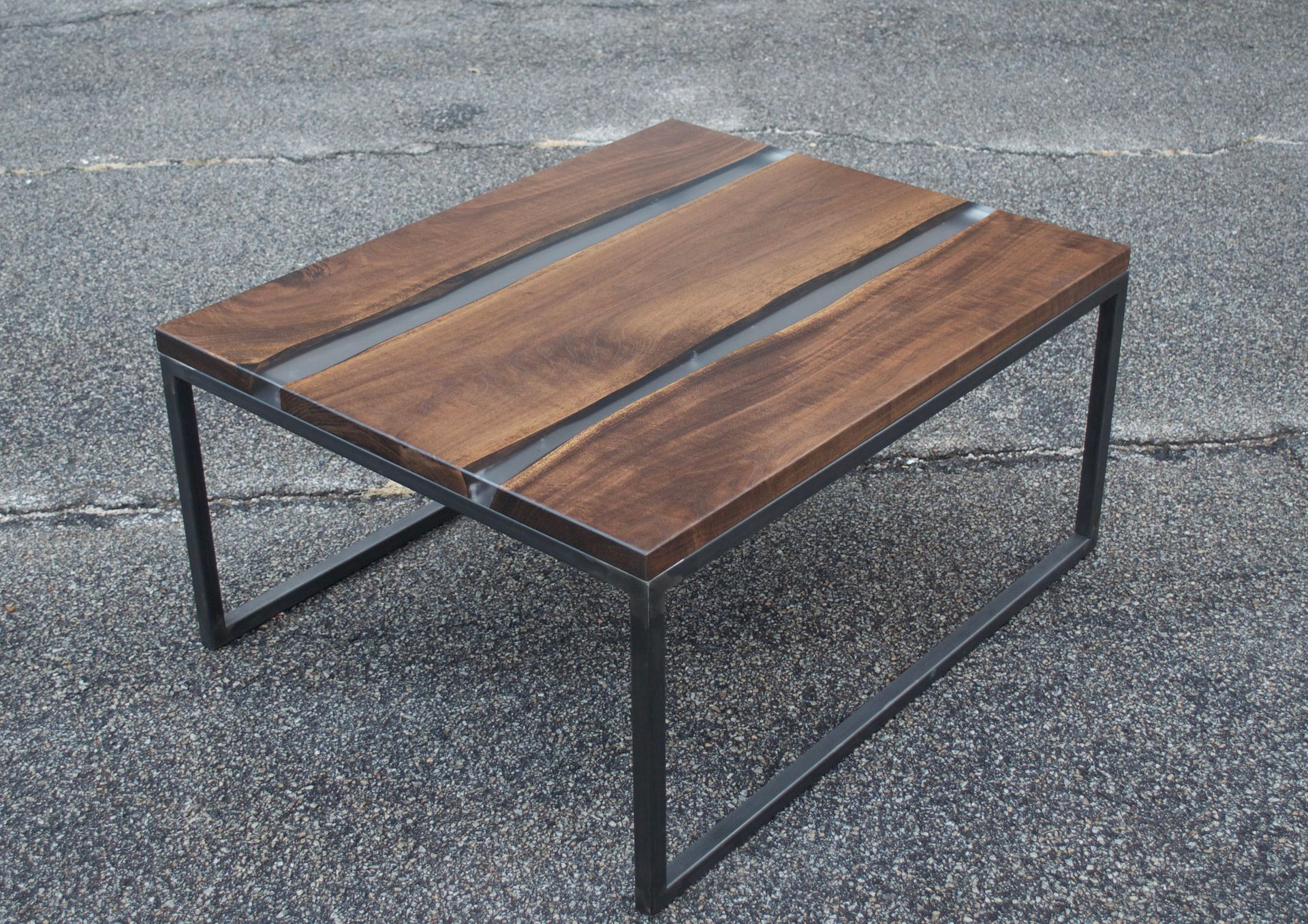 Walnut And Frosted Resin Coffee Table