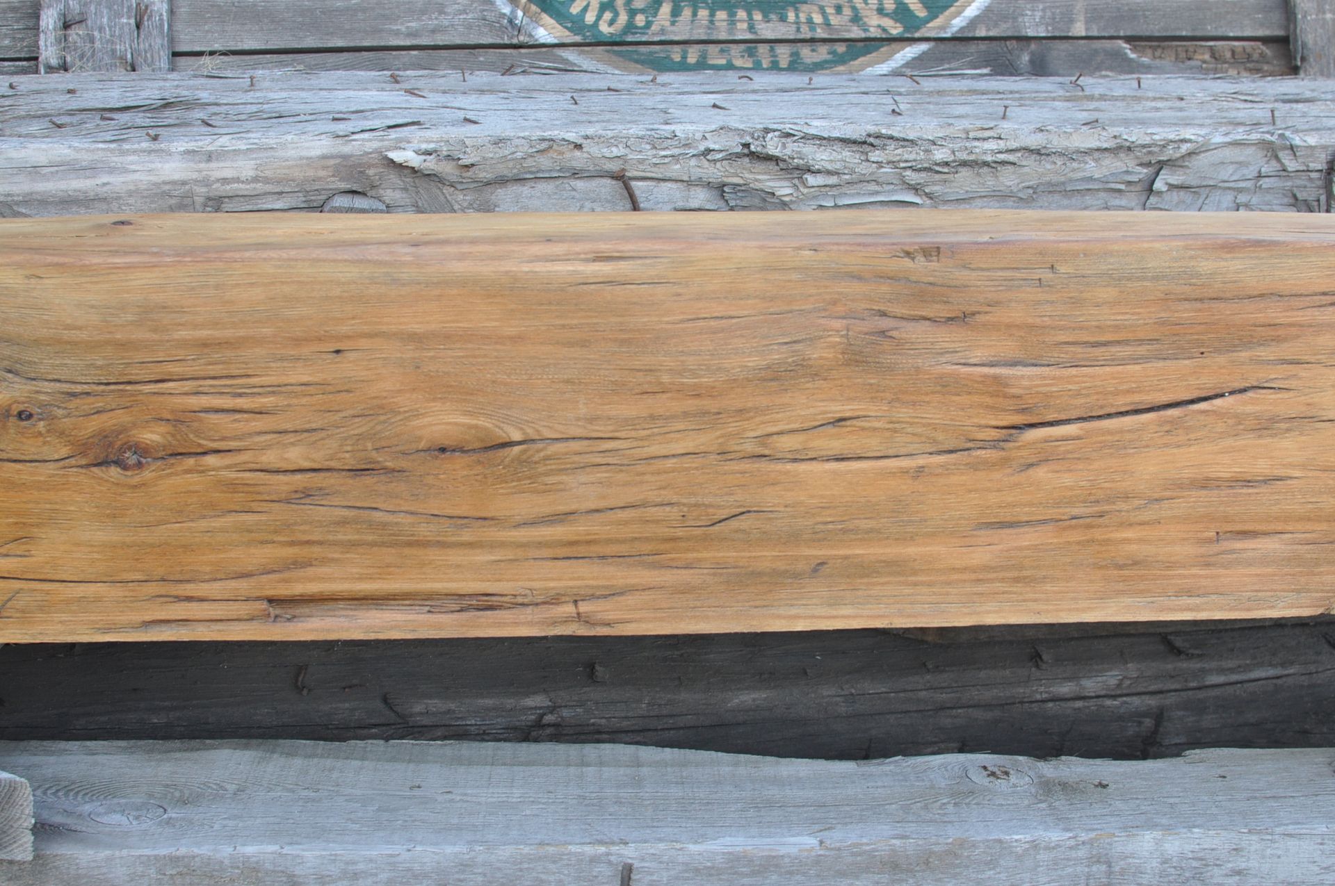 Rustic Fireplace Mantel - Rare 1800s Rectangular, Elm Hand Hewn 6