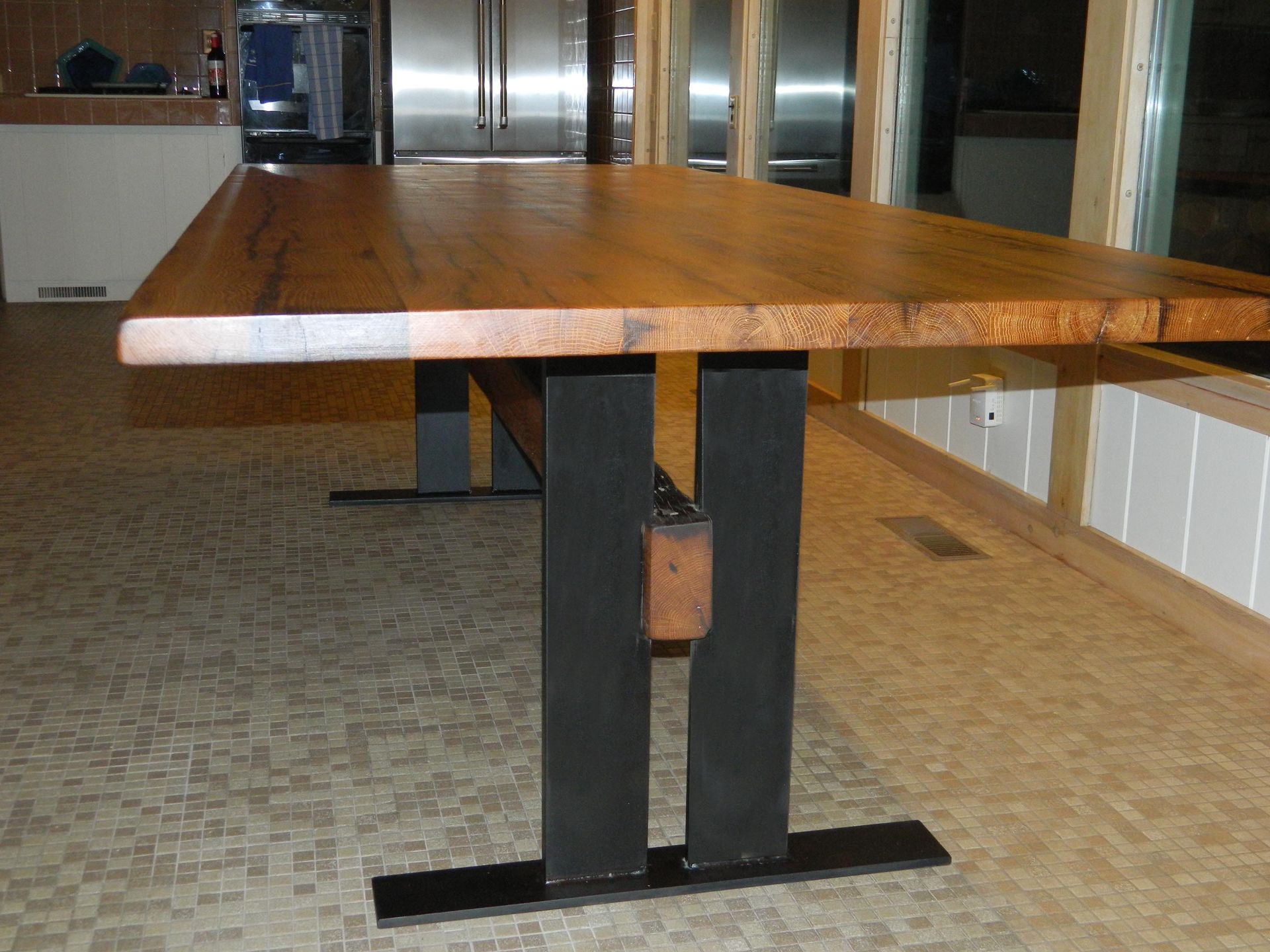 Reclaimed Wood Table With Flat Iron Base 5