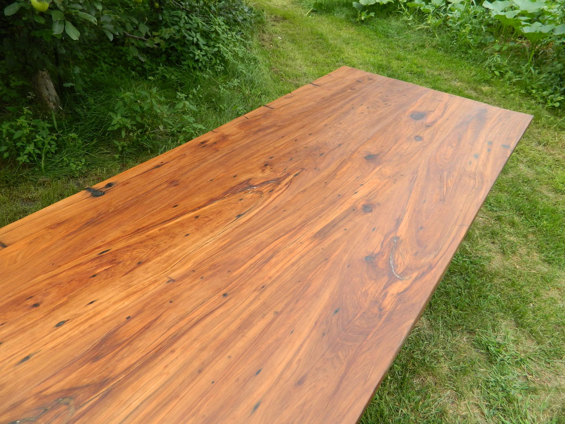 Reclaimed Wood Table With Flat Iron Base 3