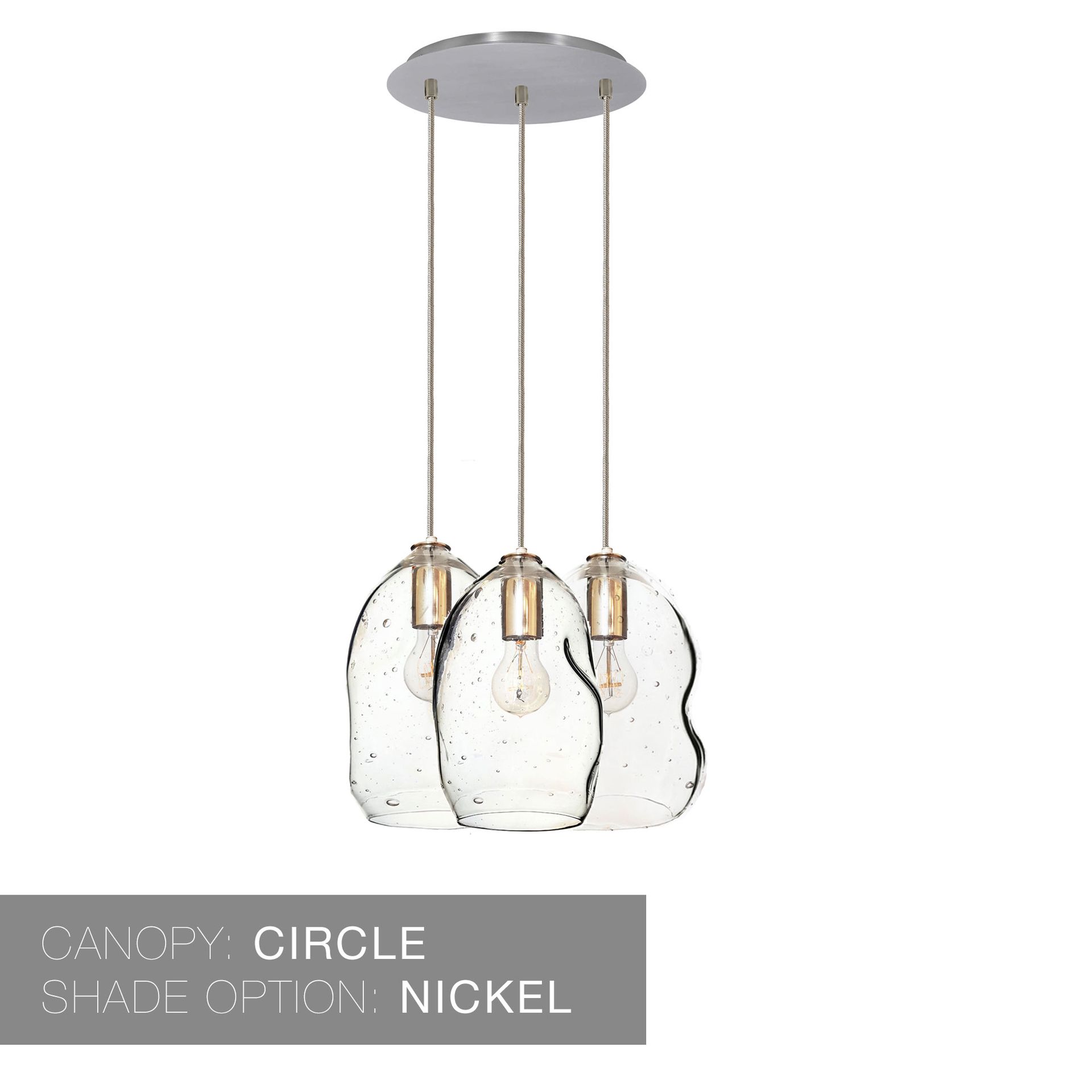 11" Seeded Hand Blown Glass Bubble 2-11 Pendant Light Chandelier 4 