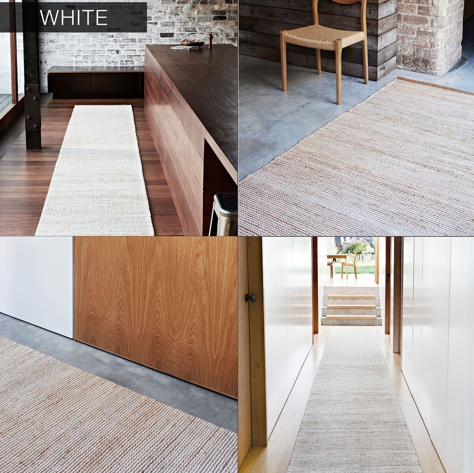 Handmade Flat Weave Hemp Rug- White 3 