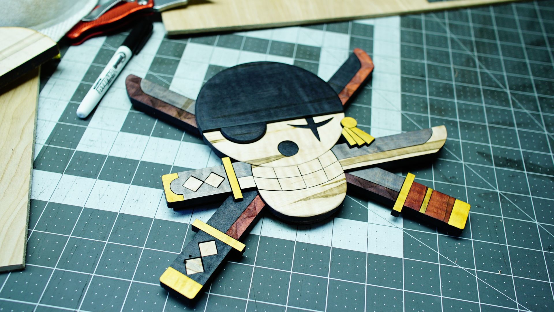 Wooden One Piece Zoro Jolly Roger