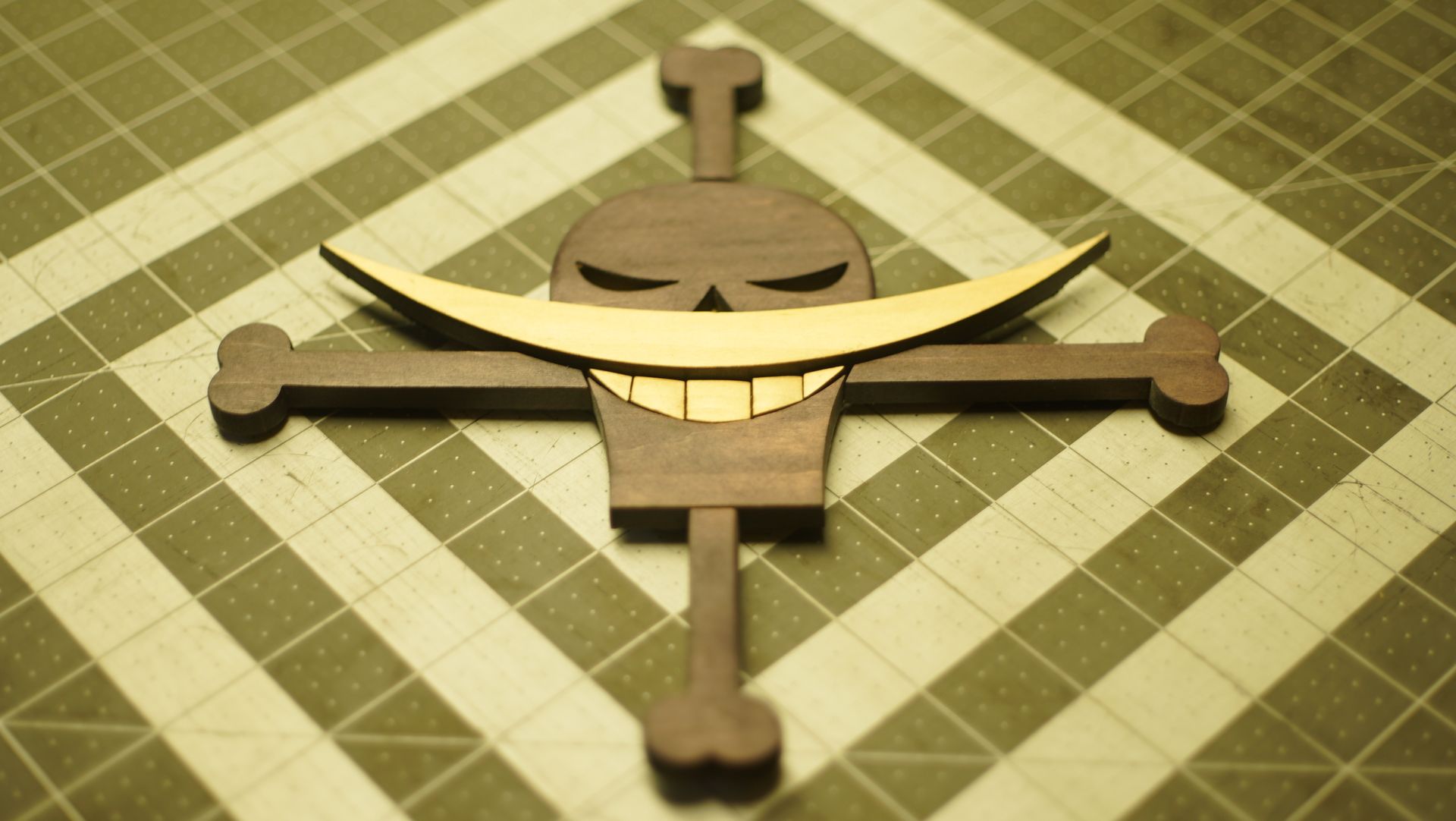 Wooden One Piece White Beard Jolly Roger