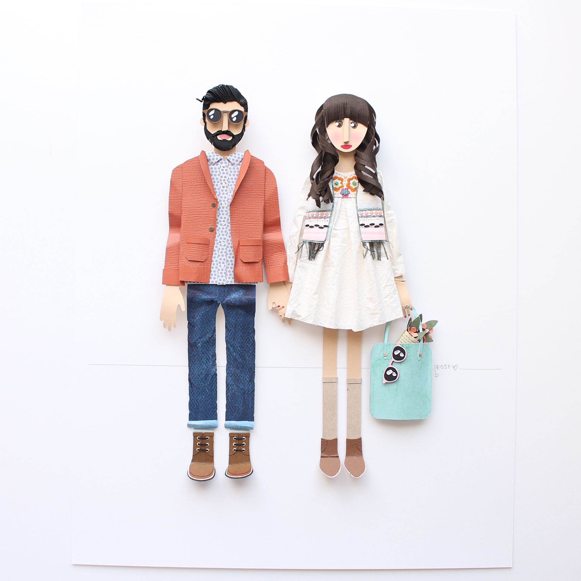 Custom Couple Paper Portrait 2