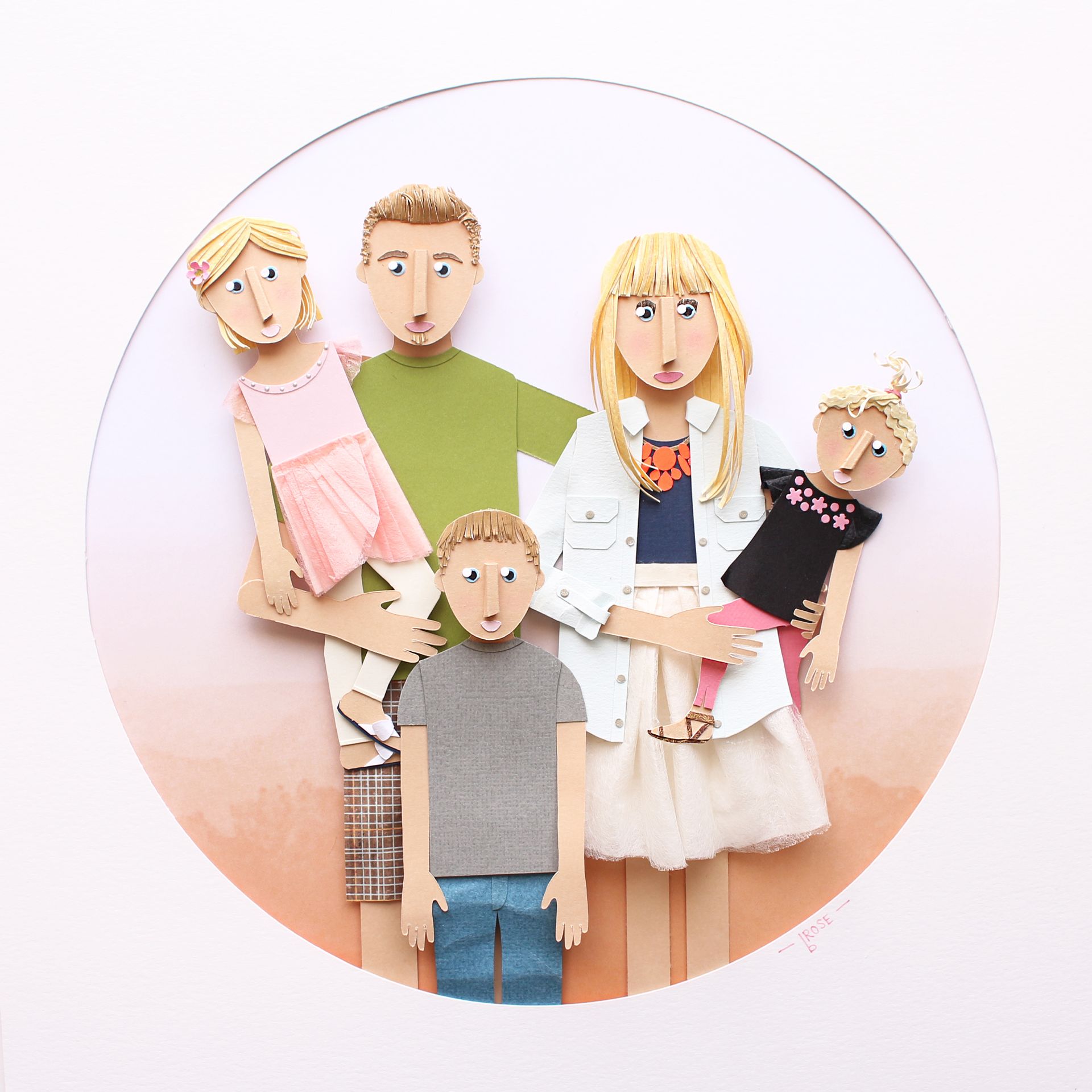 Custom Family Portrait Made From Paper 4