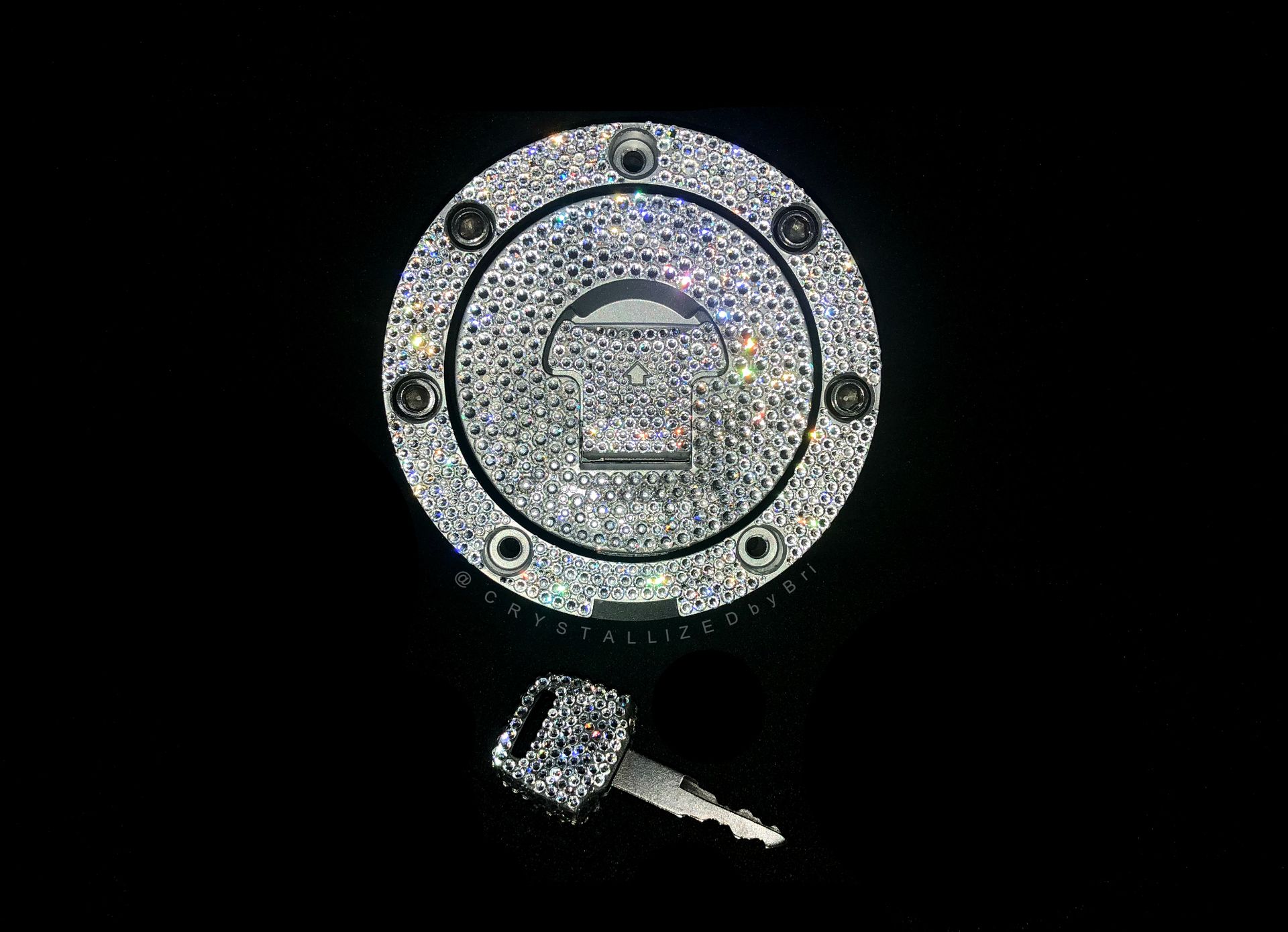Crystallized Bike Motorcycle Fuel Gas Tank Cover Locking Bling European Crystals Bedazzled 1