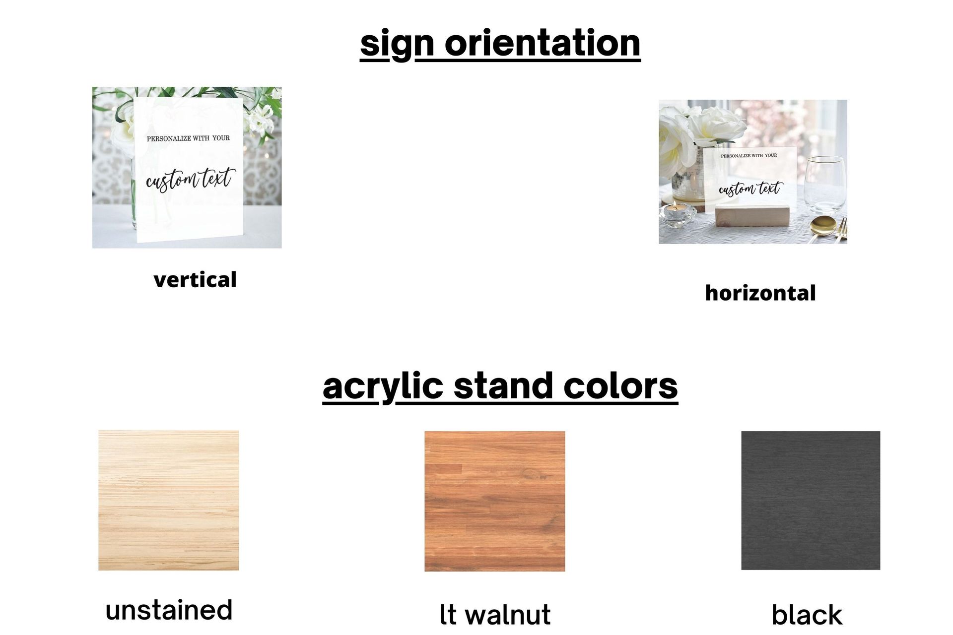 Custom Text Acrylic Wedding Table Sign, Clear, White, Or Black Acrylic, Personalized Sign 6