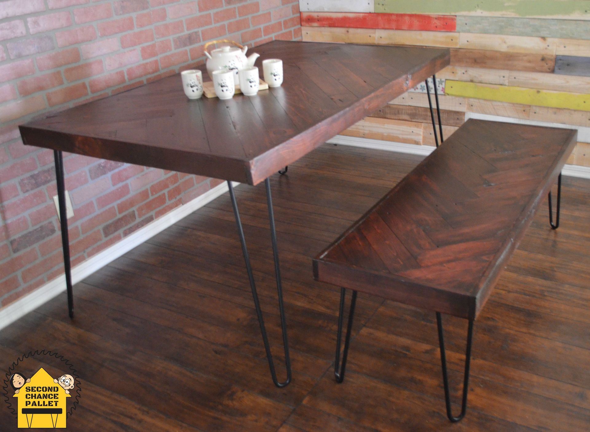 Reclaimed Dining Table-Handcrafted Herringbone Dining Table 4