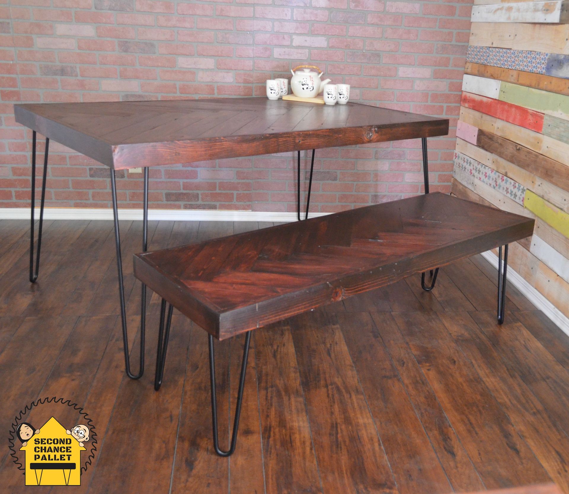 Reclaimed Dining Table-Handcrafted Herringbone Dining Table 5