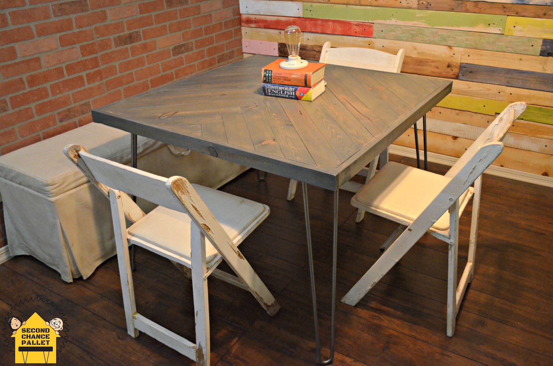 Reclaimed Dining Table-Handcrafted Herringbone Dining Table 6