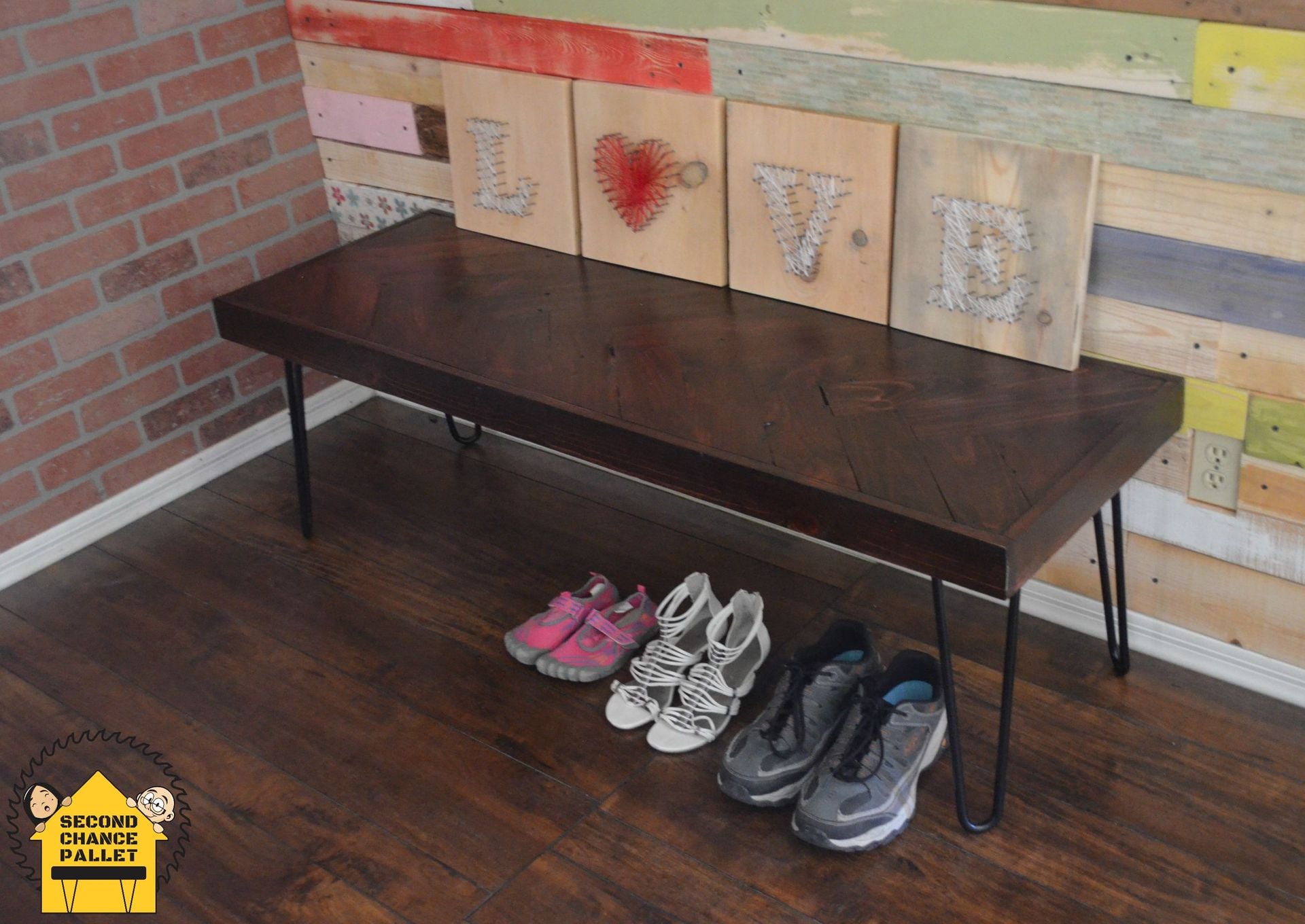 Reclaimed Bench, Reclaimed Wood Bench- Rustic Bench, Herringbone Bench 3