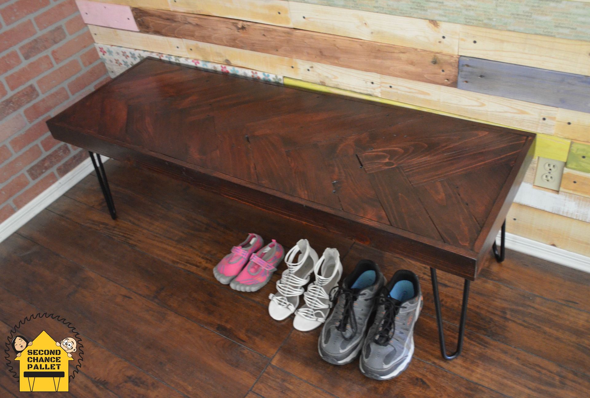 Reclaimed Bench, Reclaimed Wood Bench- Rustic Bench, Herringbone Bench
