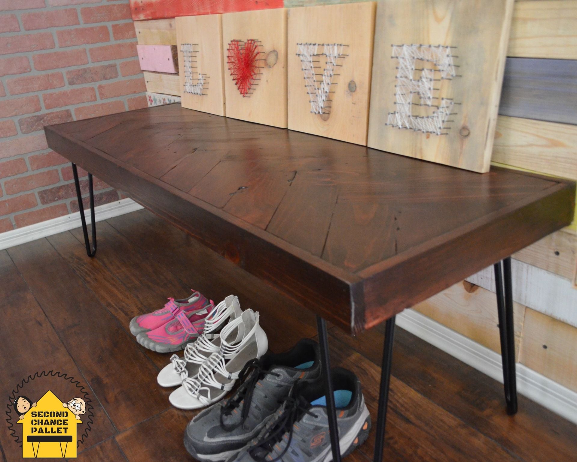 Reclaimed Bench, Reclaimed Wood Bench- Rustic Bench, Herringbone Bench 4