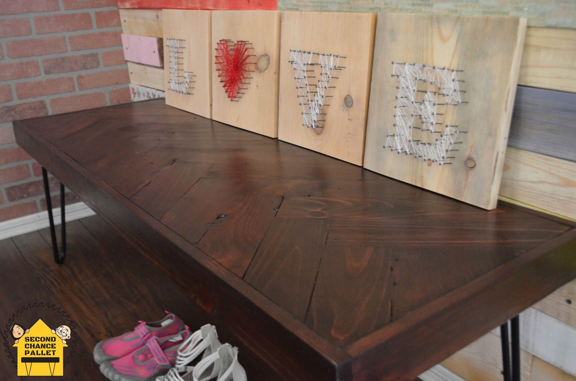 Reclaimed Bench, Reclaimed Wood Bench- Rustic Bench, Herringbone Bench 6