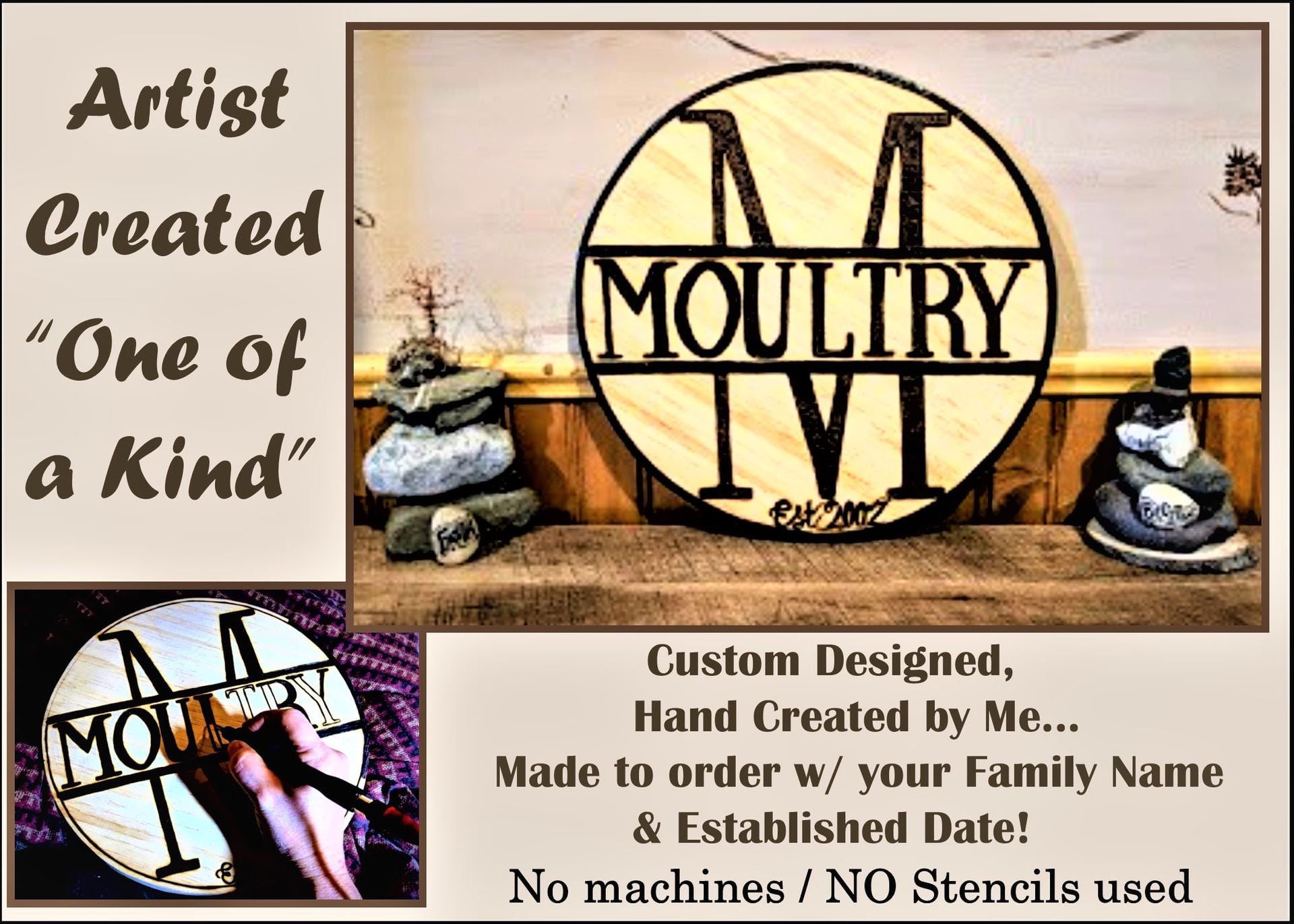 Family Name Sign, Custom Wood Signs, Call 609 864-8210,Established Sign, Personalized 7 
