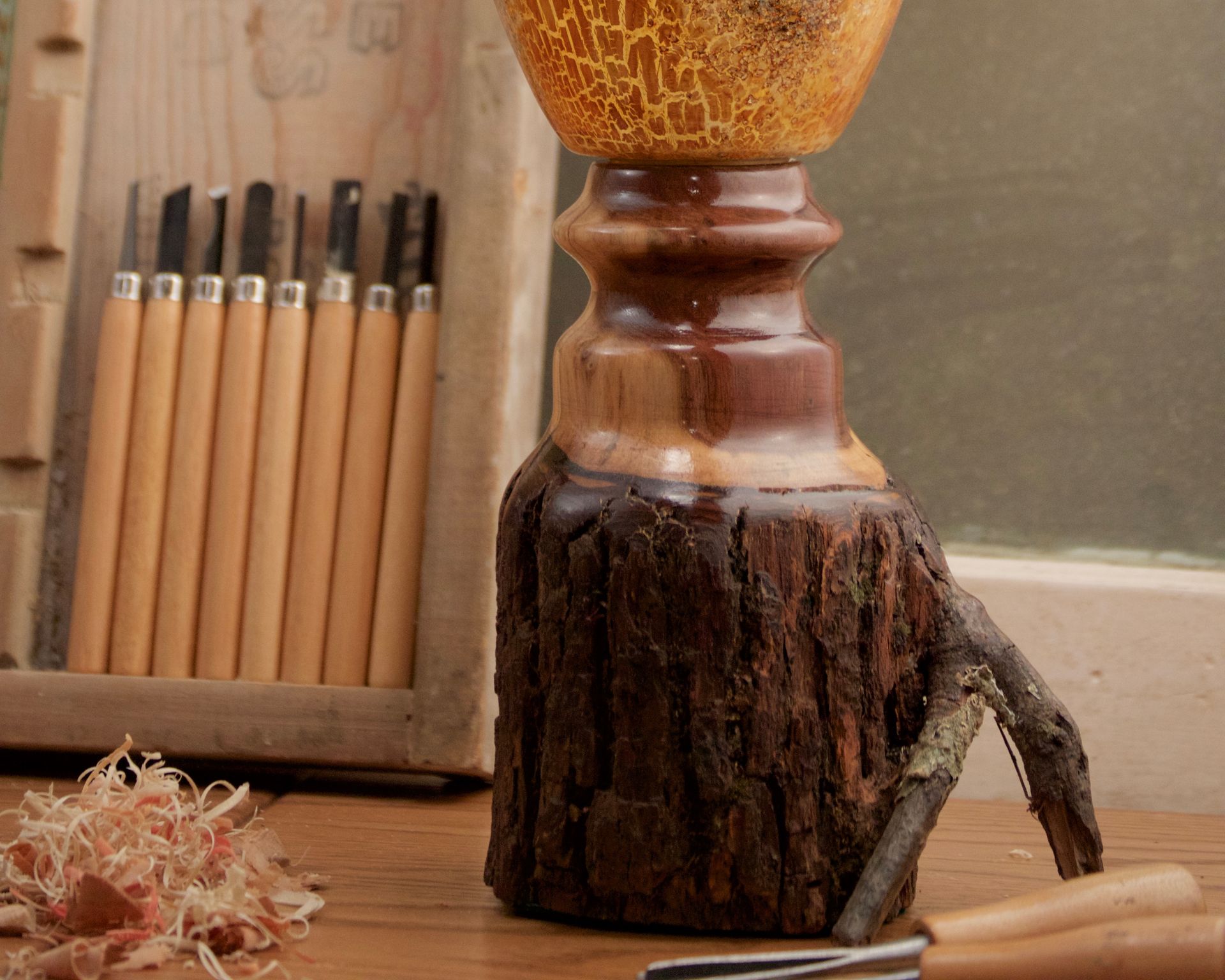 Natural Rustic Walnut Lamp 6 