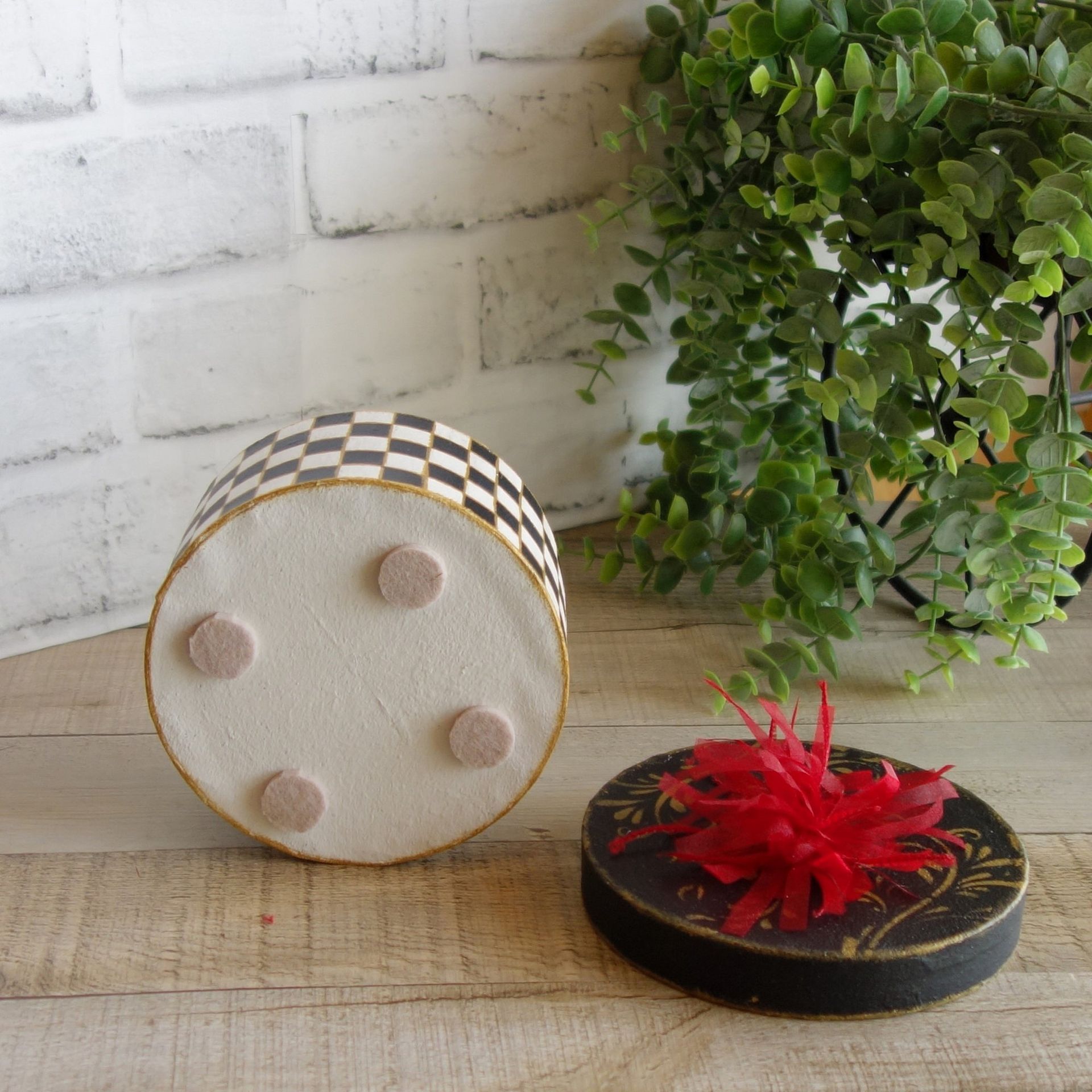 Elegant Check Gift Box Small Decorative Hat Box Whimsy Decor 5 