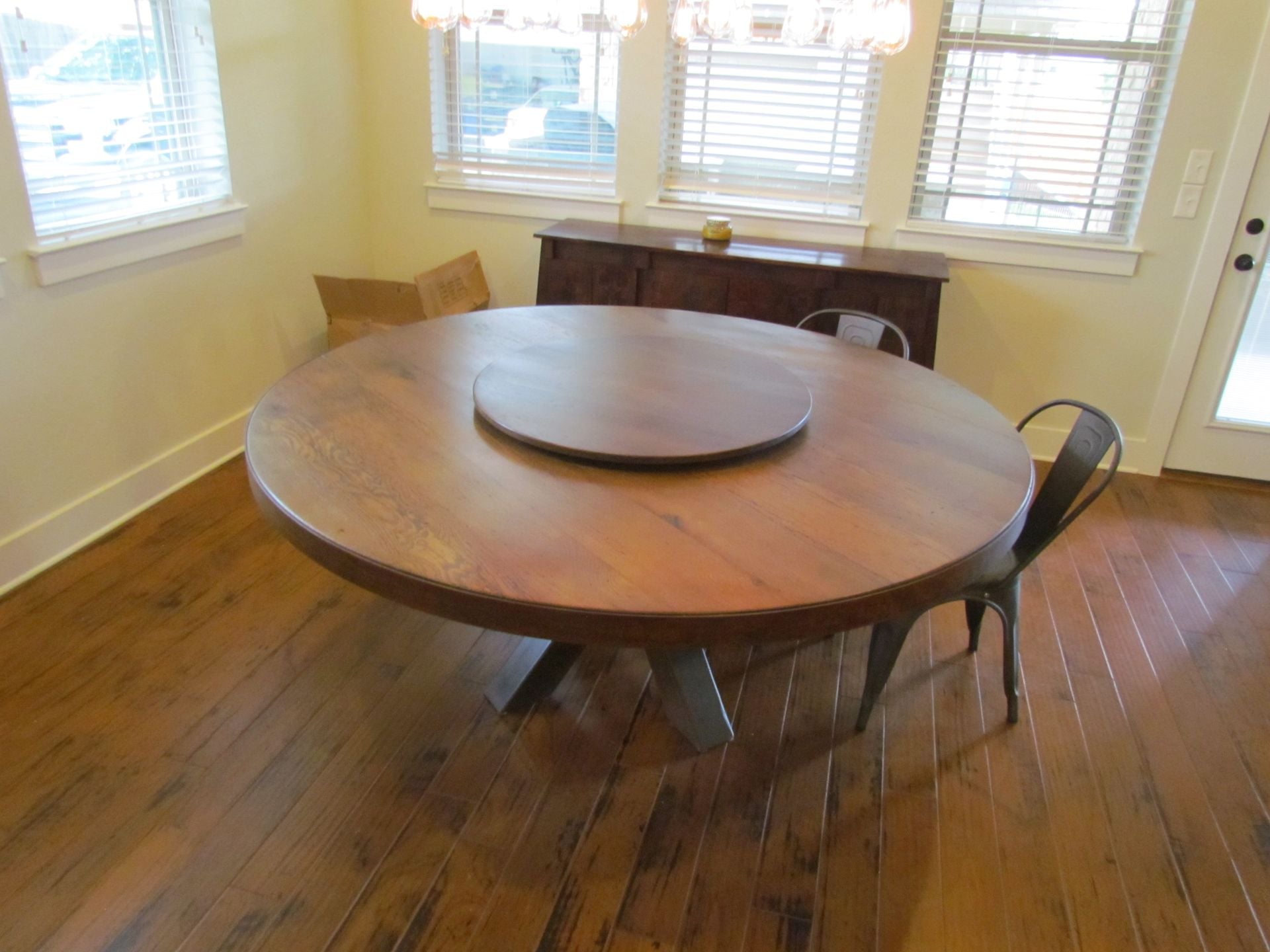 White Oak 72" Round Dining Table With Lazy Susan 1 