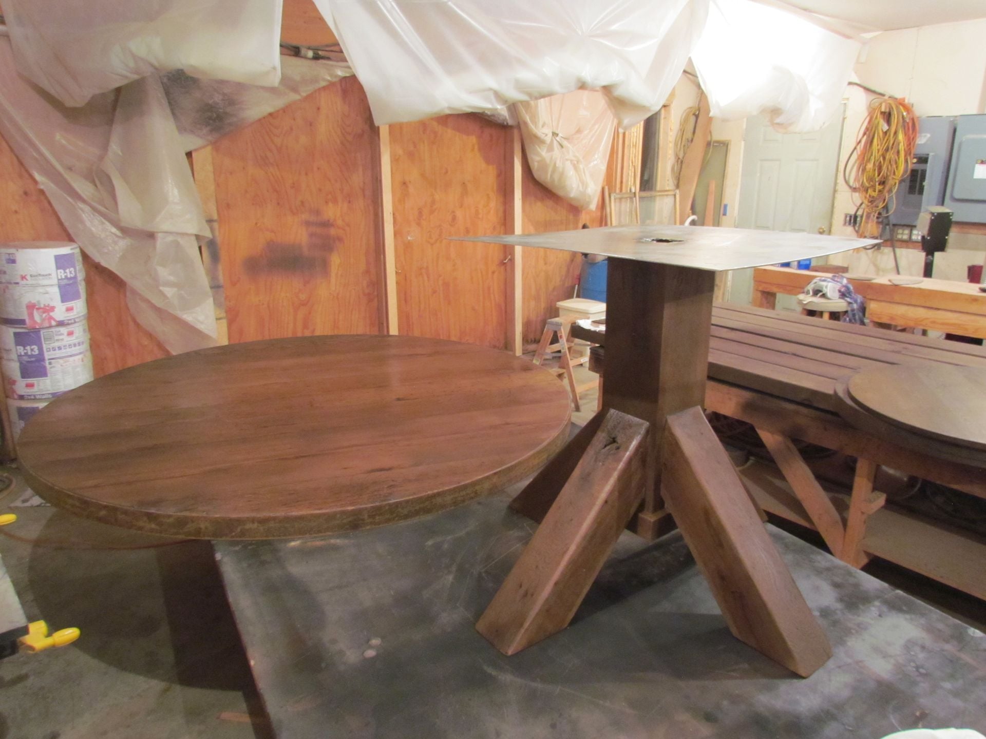 White Oak 72" Round Dining Table With Lazy Susan 2 