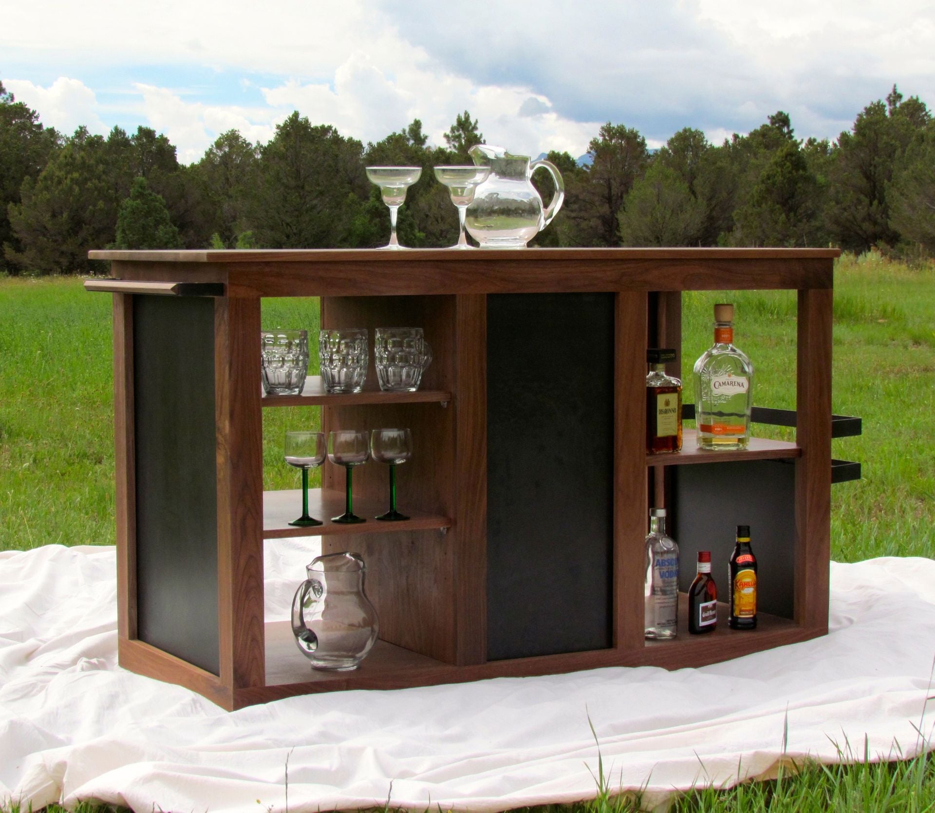 Walnut And Steel Serving Cart 5