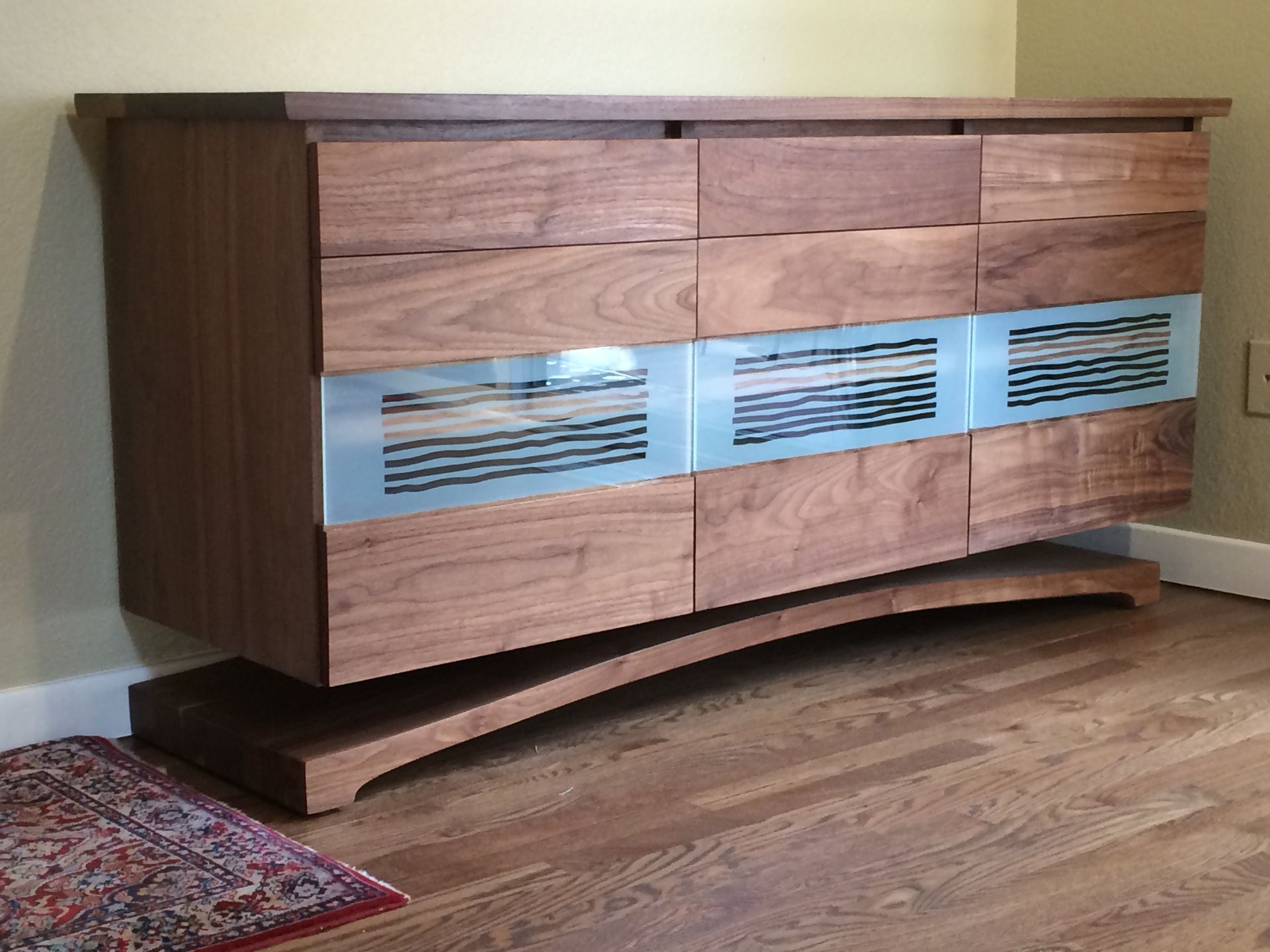 Walnut Glass Door Buffet