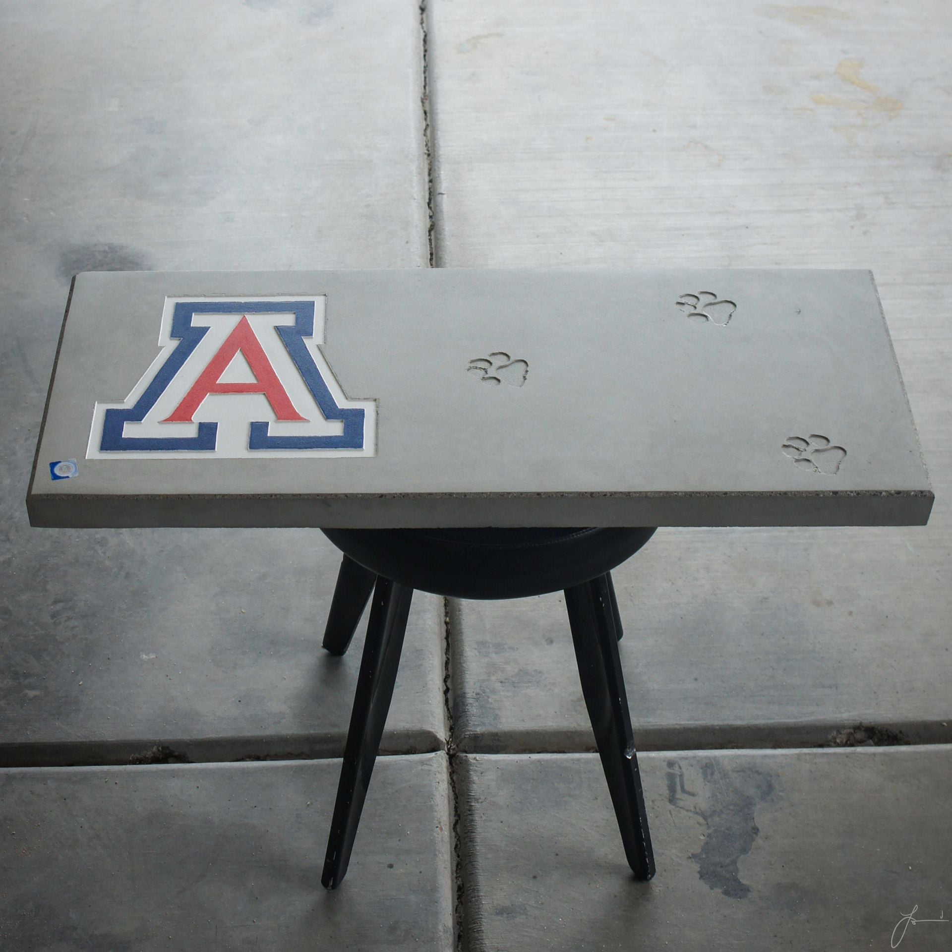 Concrete And Wood Benches, University Of Arizona Logo