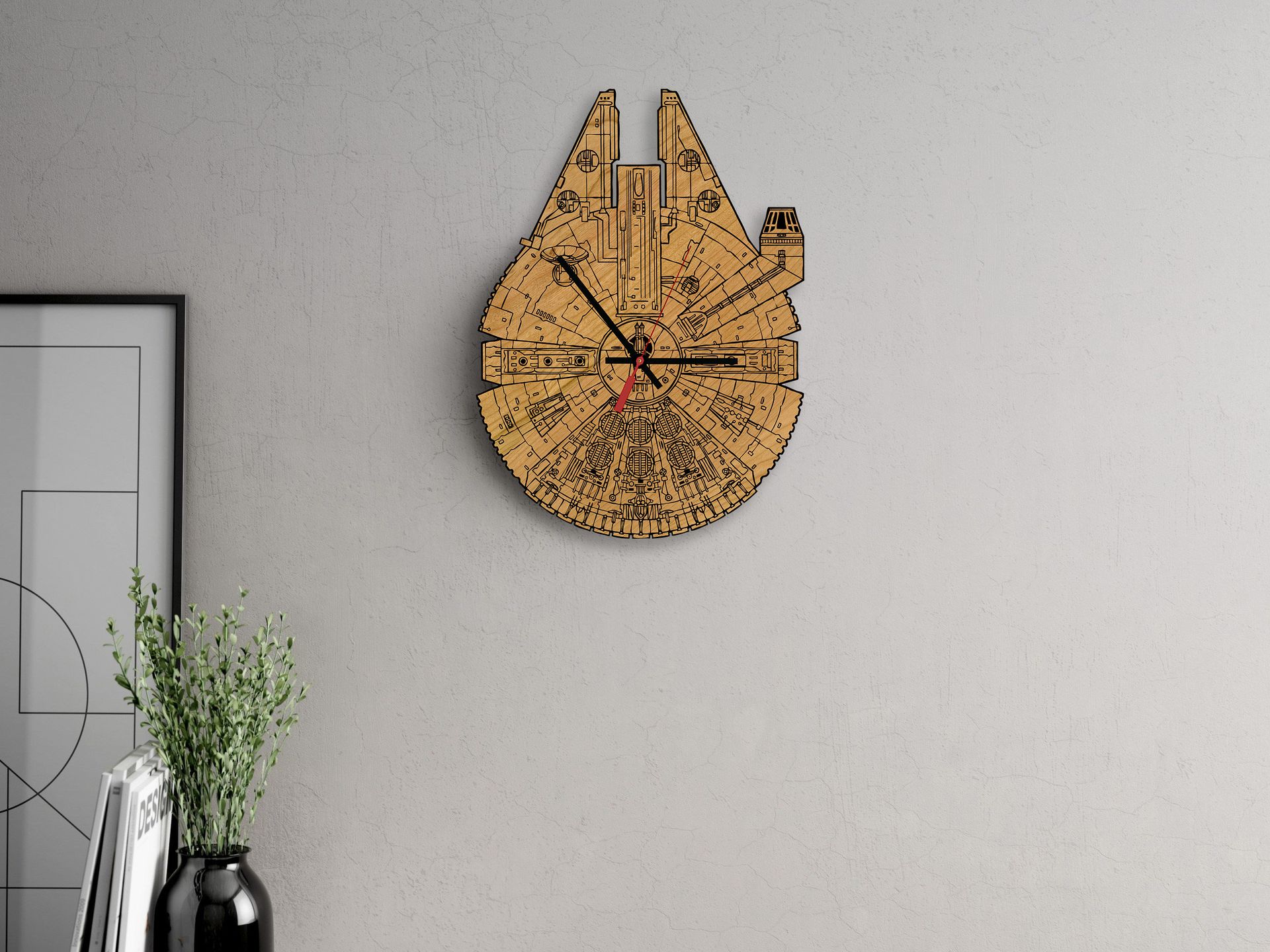 Millennium Falcon Laser-Cut Wooden Clock 3 