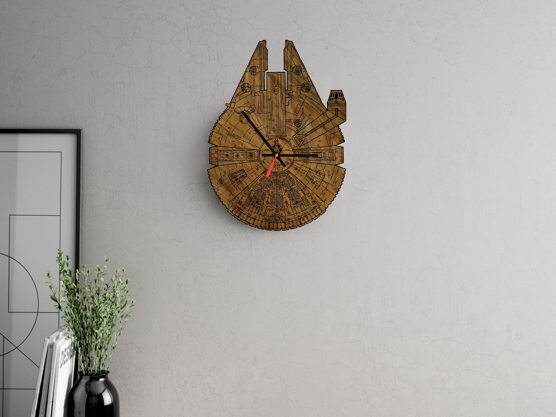 Millennium Falcon Laser-Cut Wooden Clock 4 