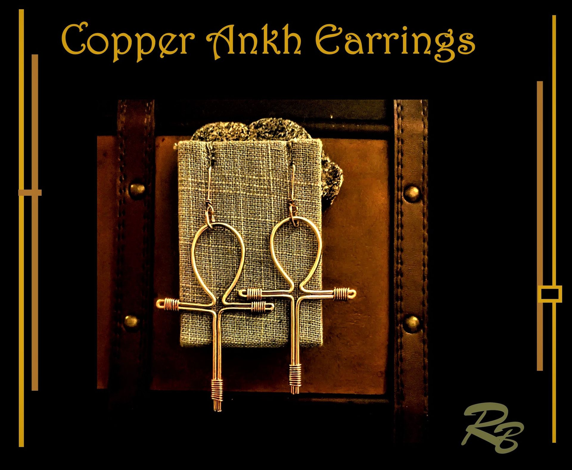 Large, Ankh Earrings, Copper, Hand Crafted,3-4" Artist Design And Created