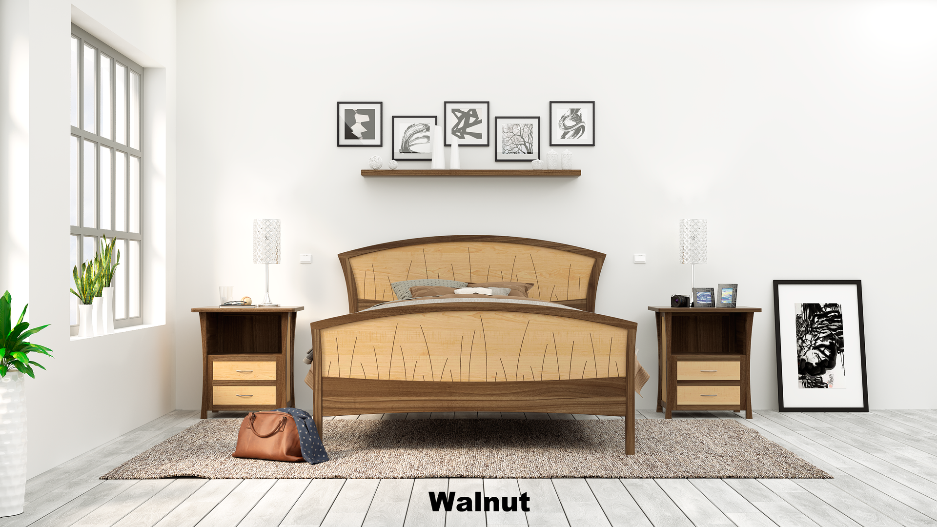 King Size Bed Frame, King Size Headboard, Platform Bed, Handmade Wood Bed, 4