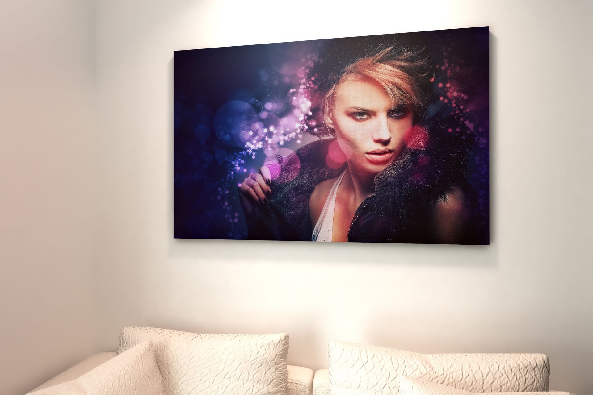 Bokeh Lighting Portrait Digital Painting From Photo