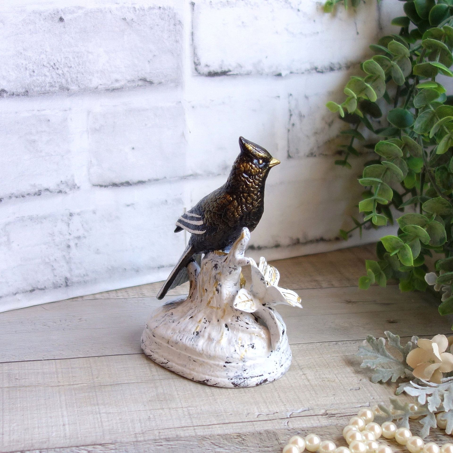 Courtly Song Bird Decor Black White Stripe Decor Bird Figurine 5 